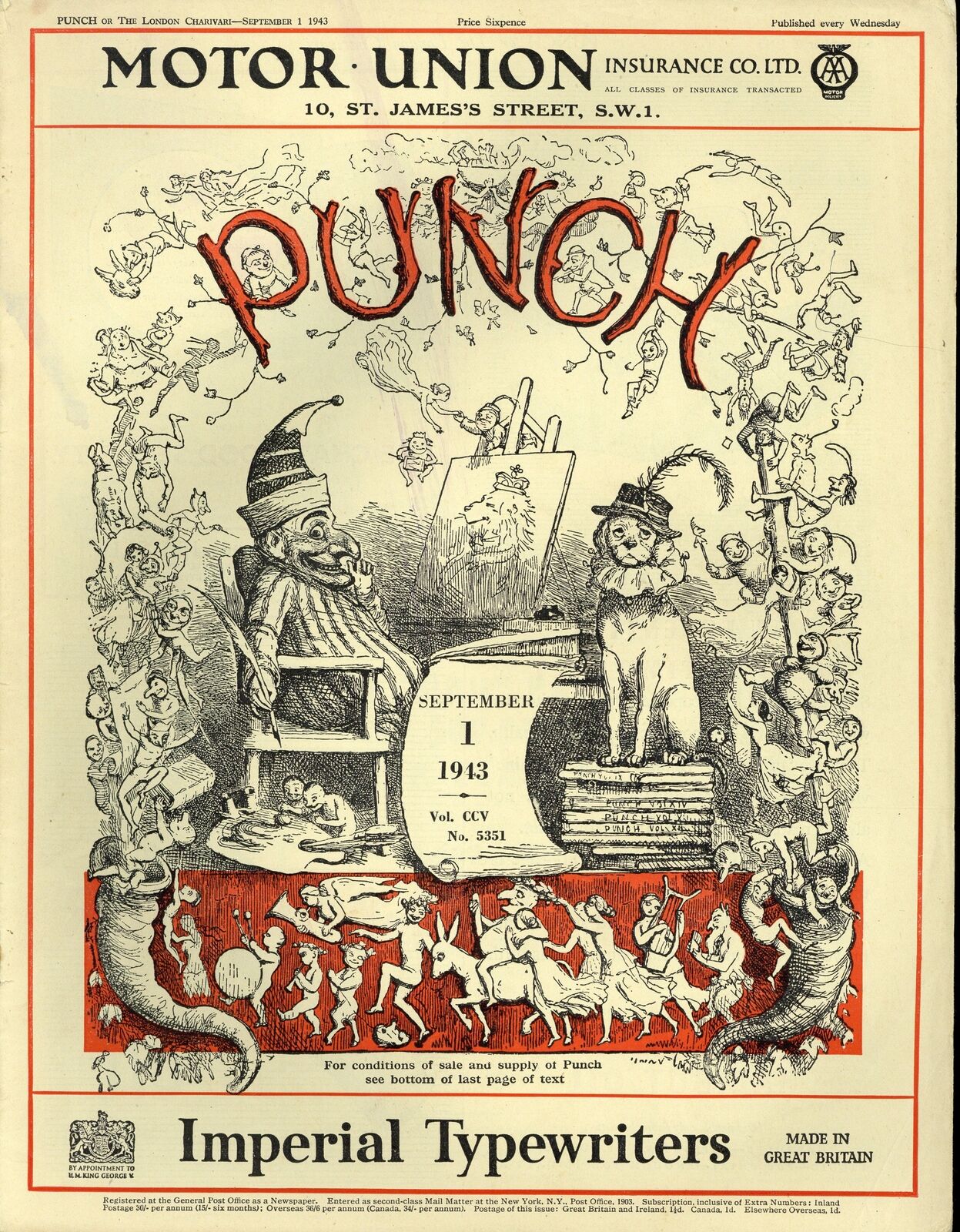 Punch UK Magazine Vol. 205 #5351 VG- 3.5 1943