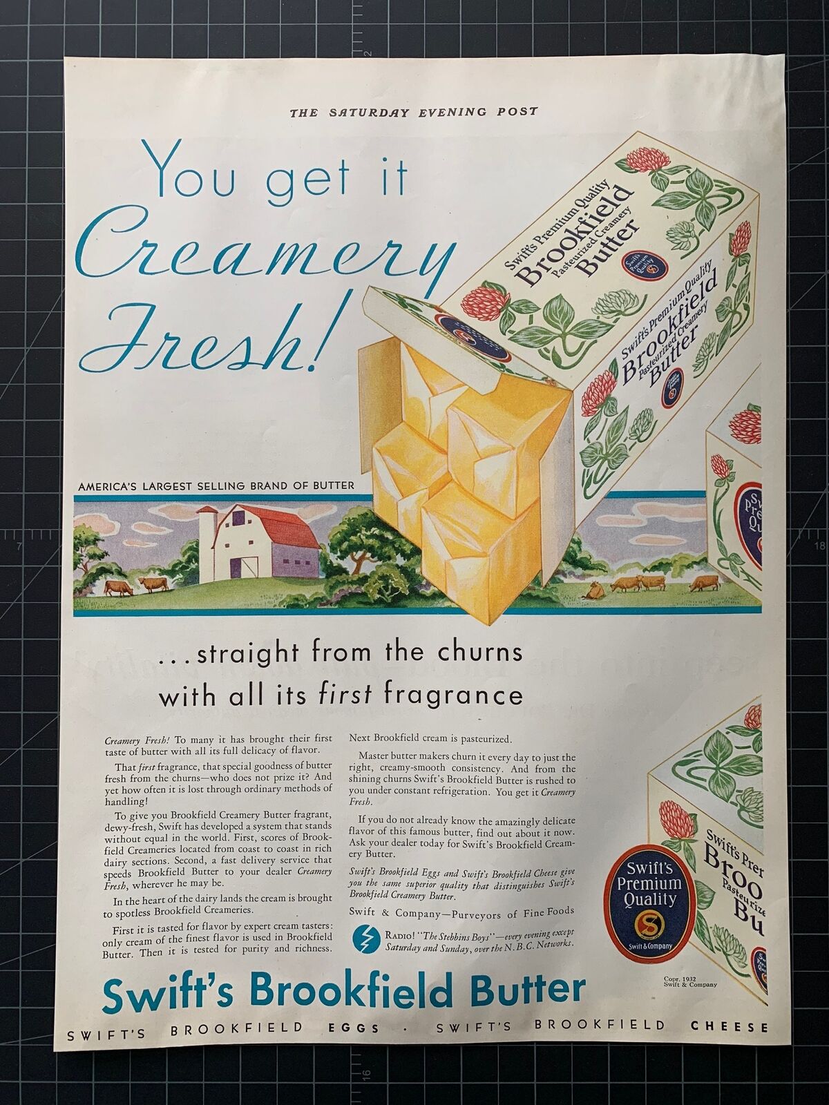 Vintage 1932 Swift’s Brookfield Butter Print Ad