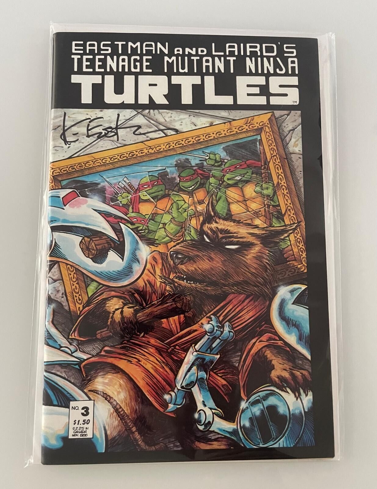 Teenage Mutant Ninja Turtles #3 1988 Signed by Kevin Eastman with COA TMNT NM