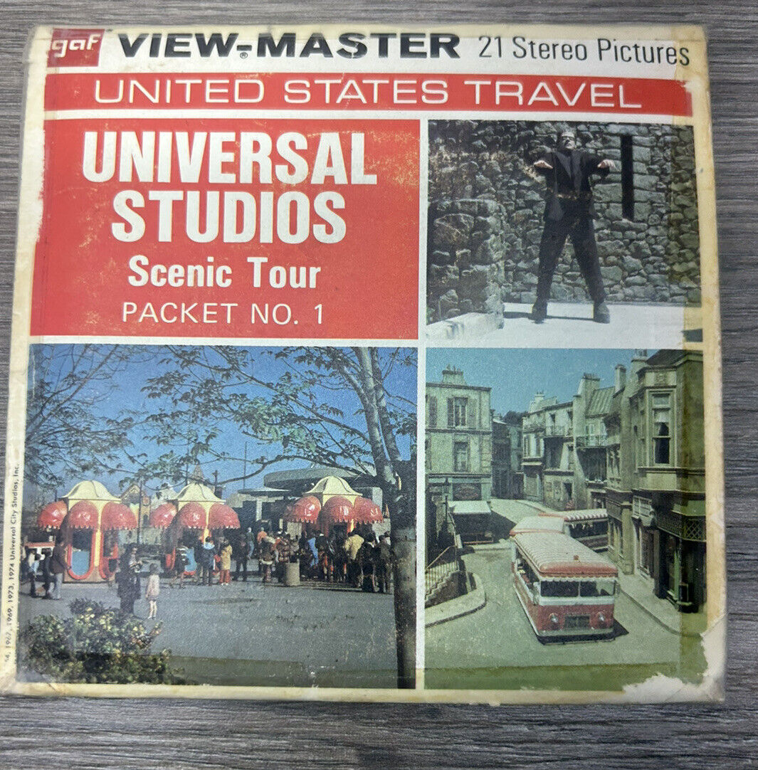 Universal Studios Scenic Tour View-Master 3 Reels Packet Tram Tour Vintage 1974