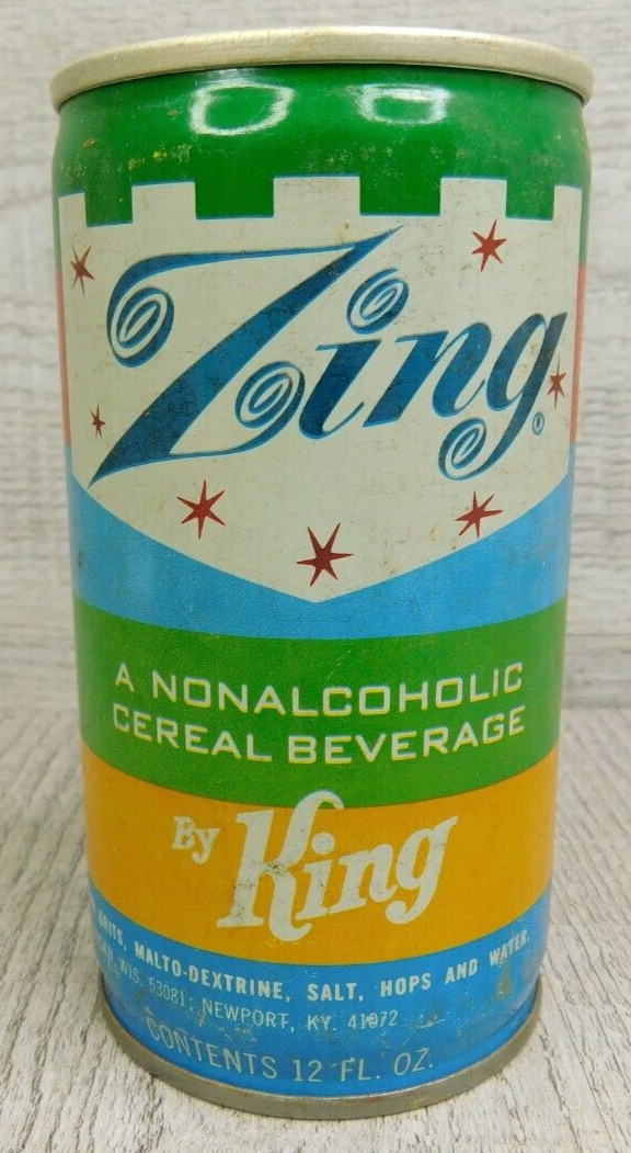 Man Cave Zing a Nonalcoholic Cereal Beverage By King Premium Pull Tab Beer Can
