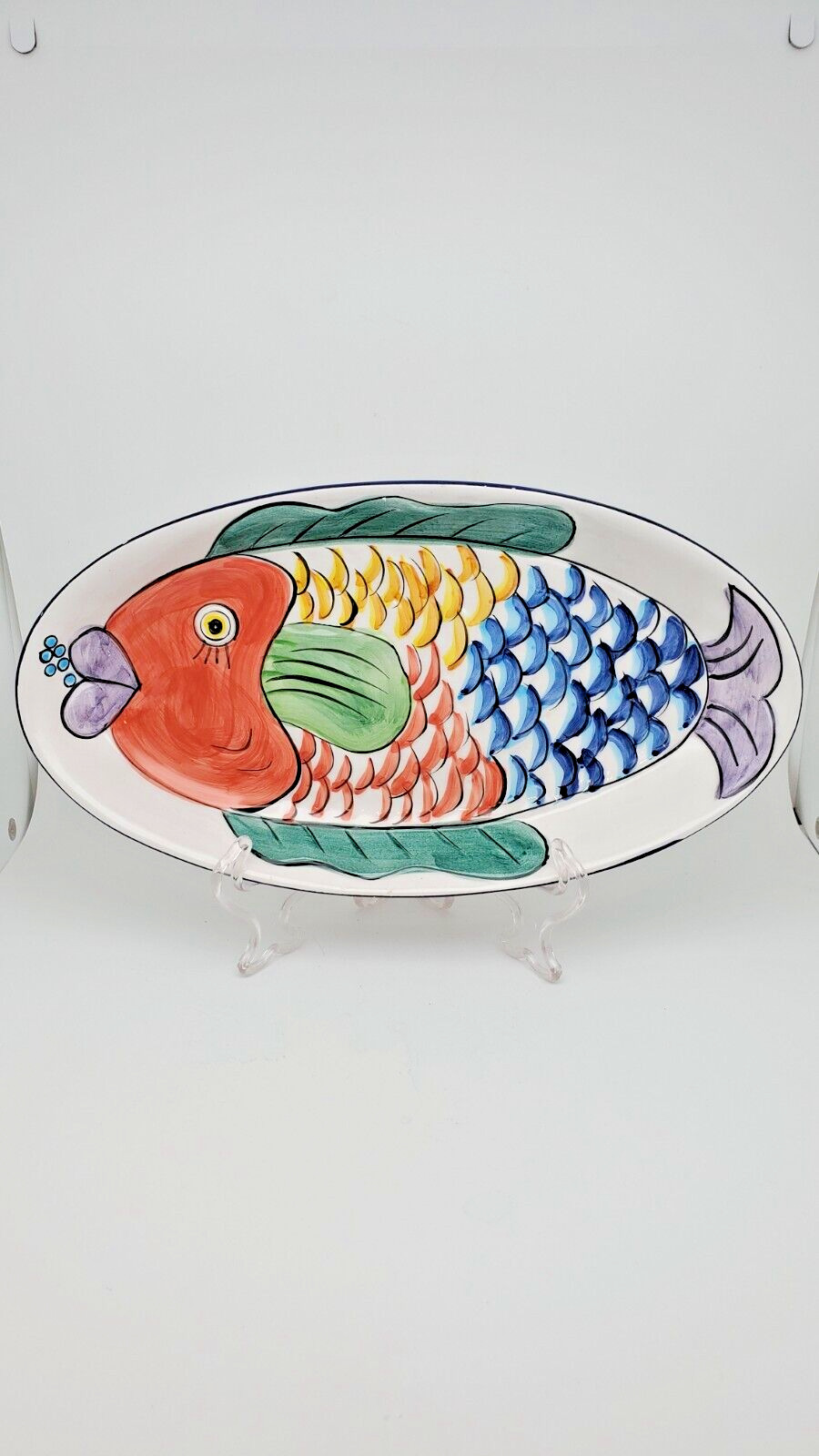 Vintage 1995 Tabletops Unlimited Pescada Hand Painted Fish Serving Tray