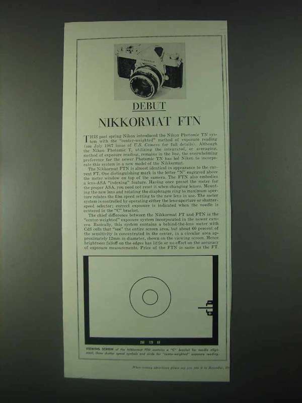 1967 Nikon Nikkormat FTN Camera Ad - Debut