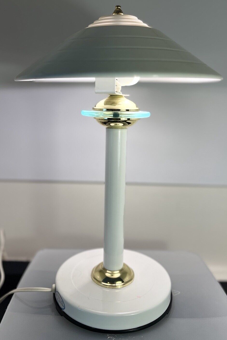 VTG 80s Table Lamp Metal Retro Mushroom Dome Atomic Flying Saucer UFO Switch On