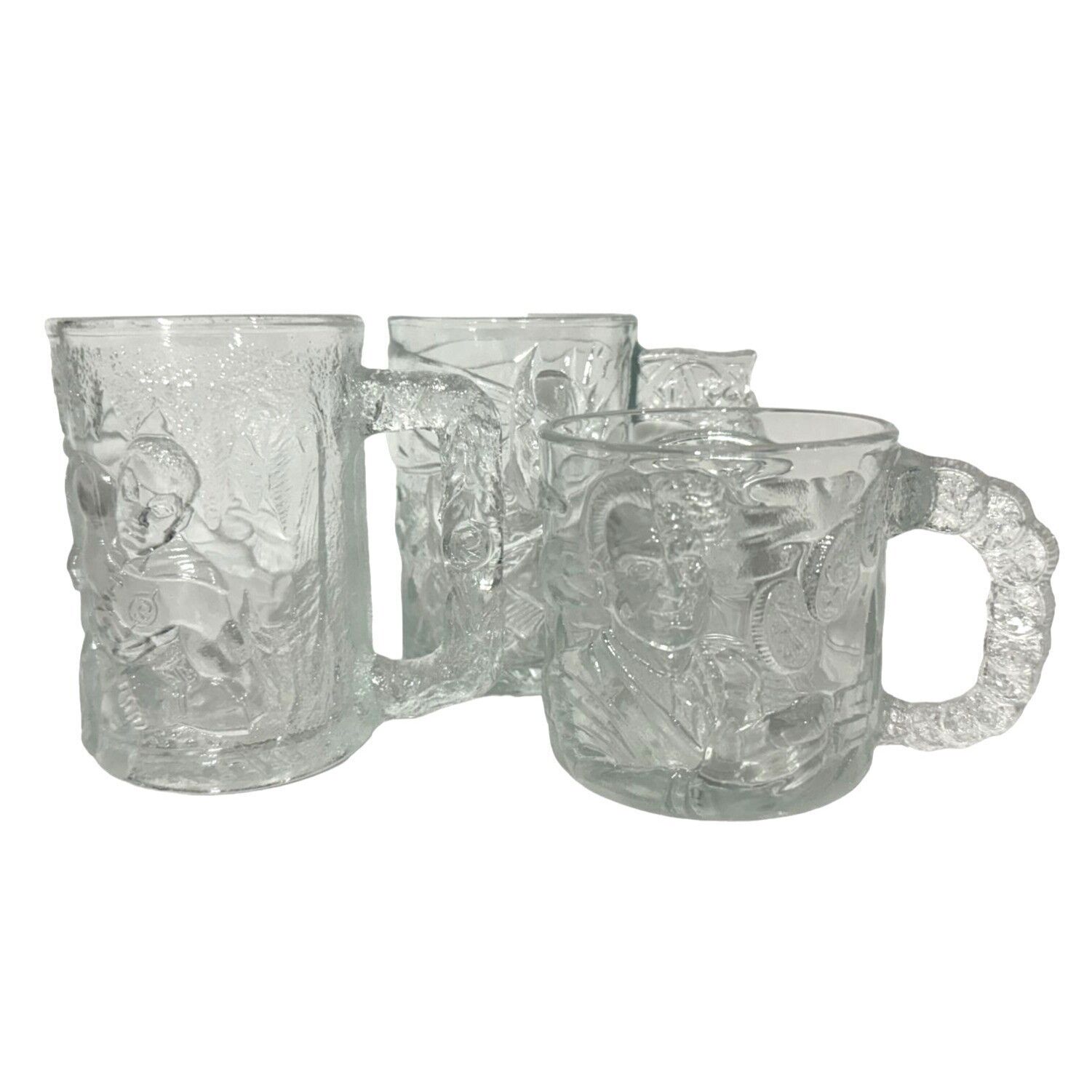 Vintage McDonald\'s 1995 Batman Forever Clear Glass Mug Set (3 Mugs)