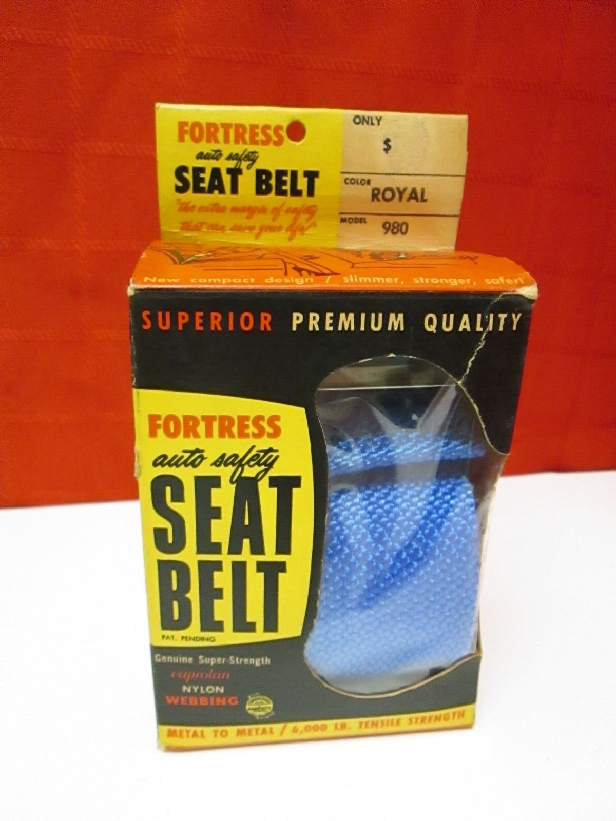 VTG NOS FORTRESS AUTO TRUCK SEATBELT BLUE NEW IN PACKAGE RARE HOT ROD MUSCLE CAR