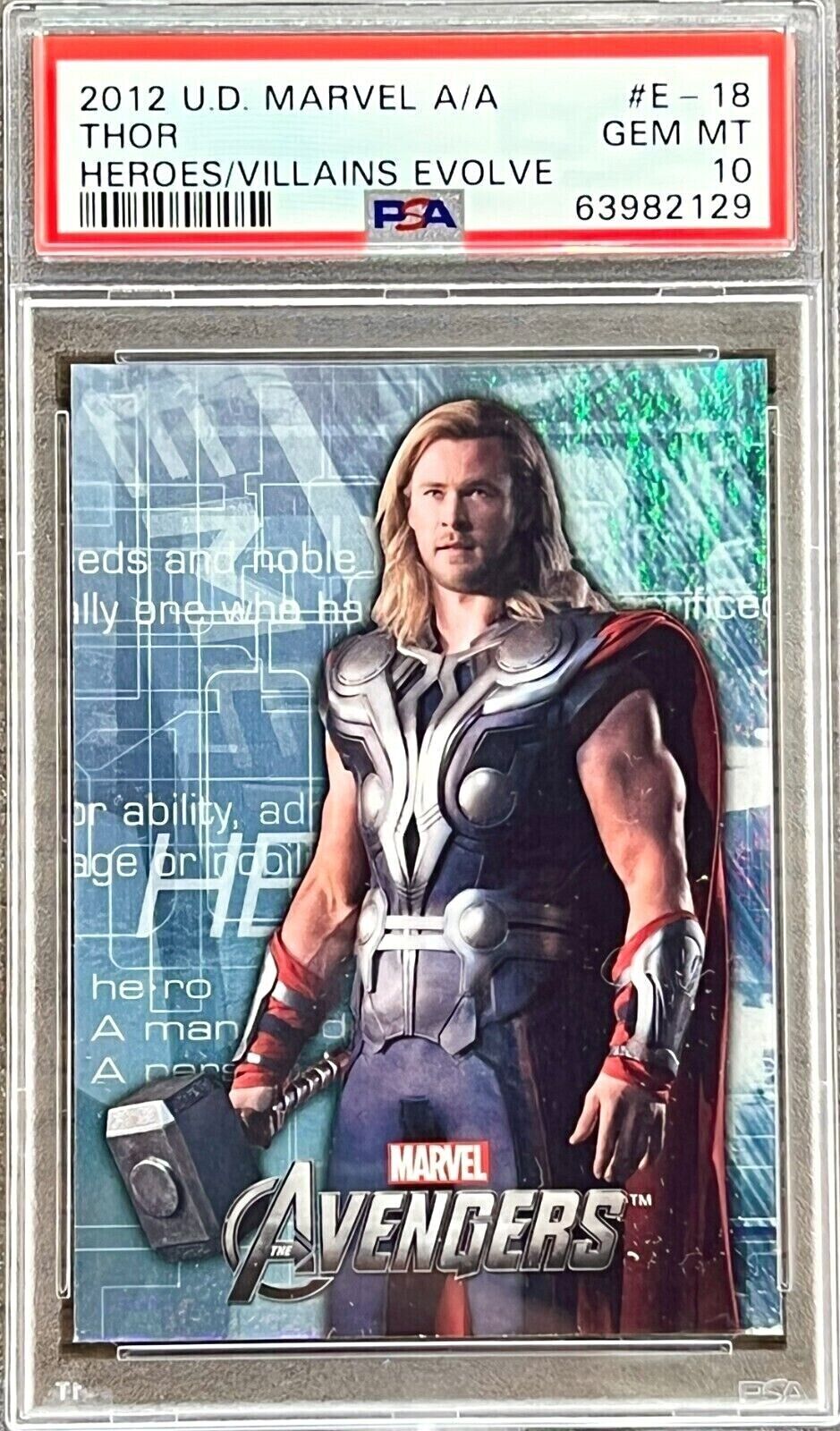 2012 Marvel Avengers Thor #E-18 PSA 10 GEM MINT (RARE: Population 5)