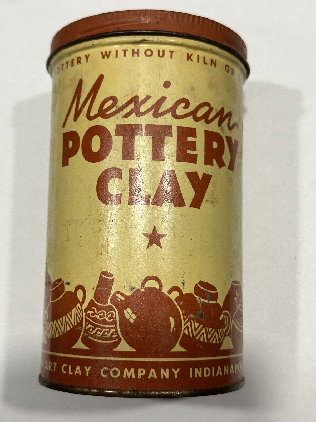 AMACO Vintage Tin MEXICAN POTTERY CLAY American Art Clay Co Indiana USA FULL Can