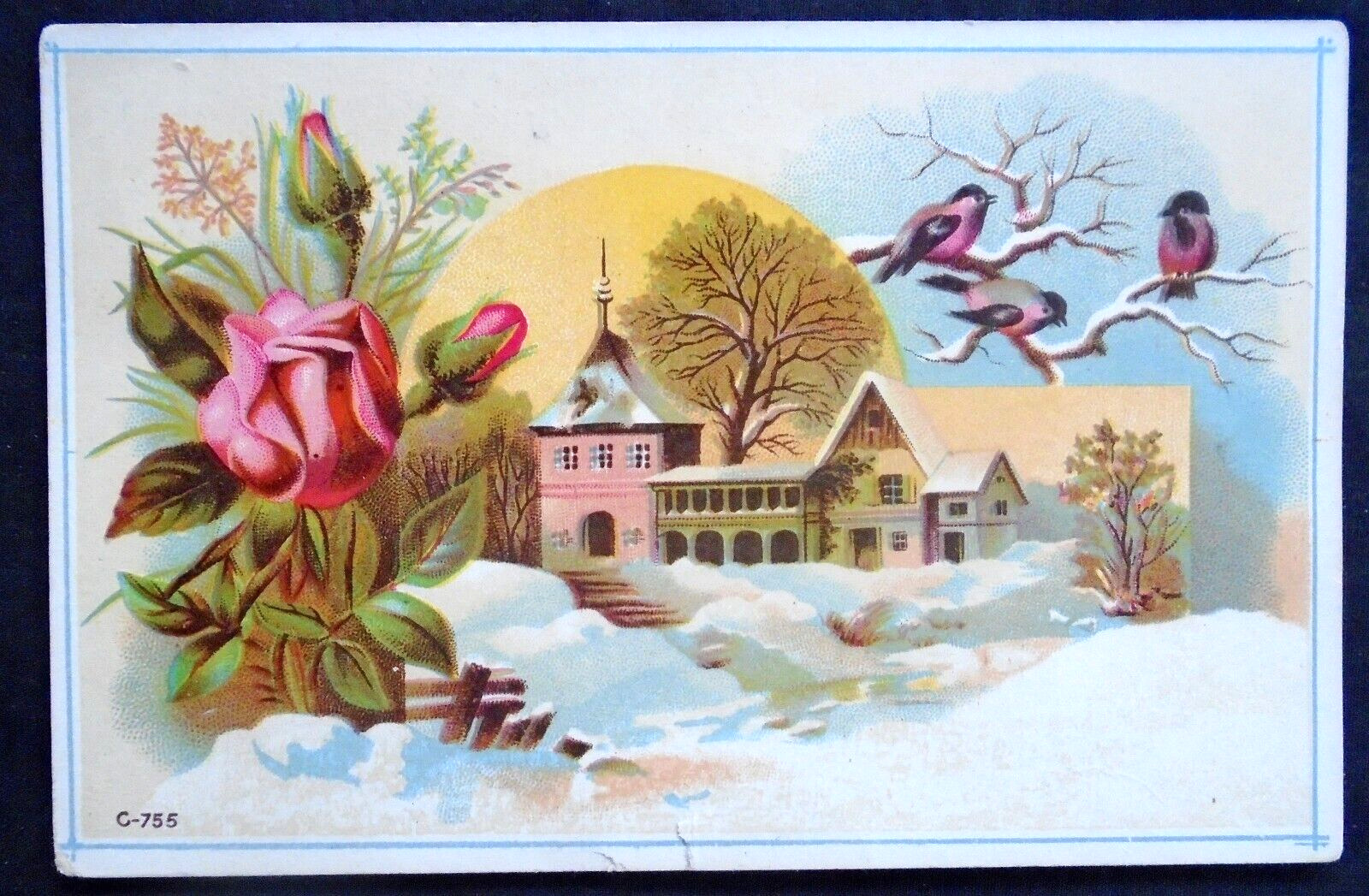 Victorian Trade Card, Vienna Roller Mills, Flour, winter scene