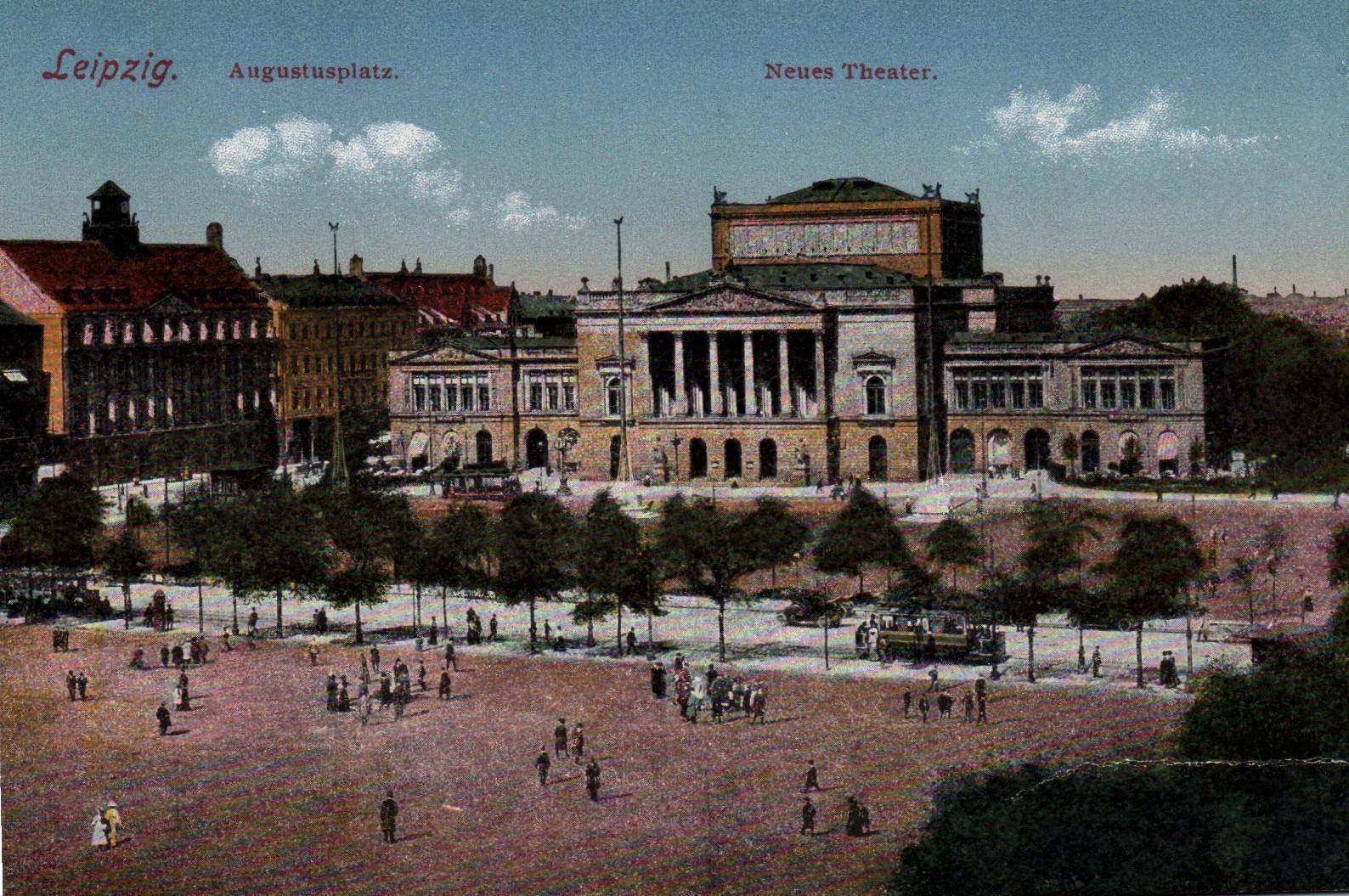 Leipzig Germany Augustusplatz Neues Theate Vintage Postcard