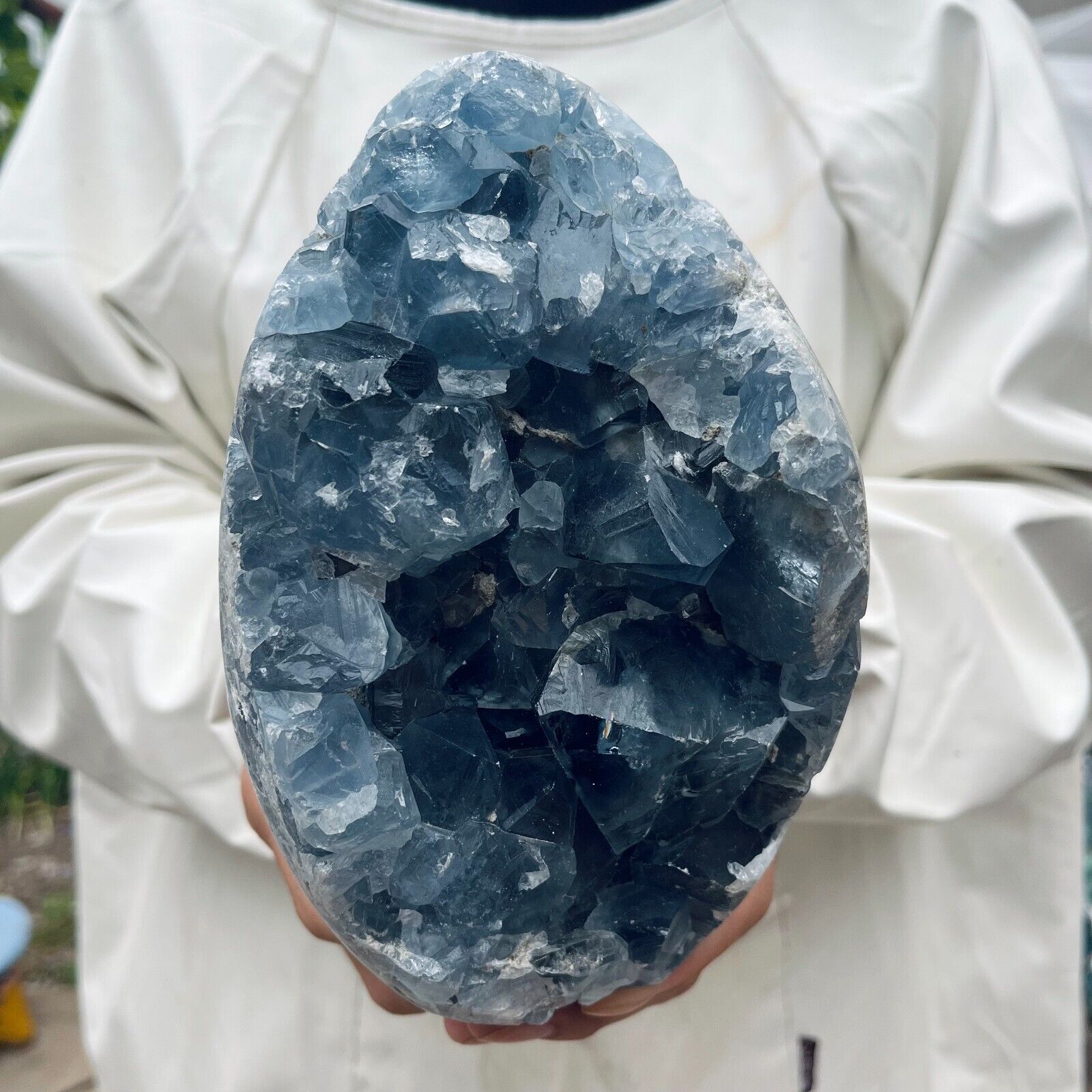 7.6LB Natural Blue Celestite Crystal Geode Cave Mineral Specimen Healing