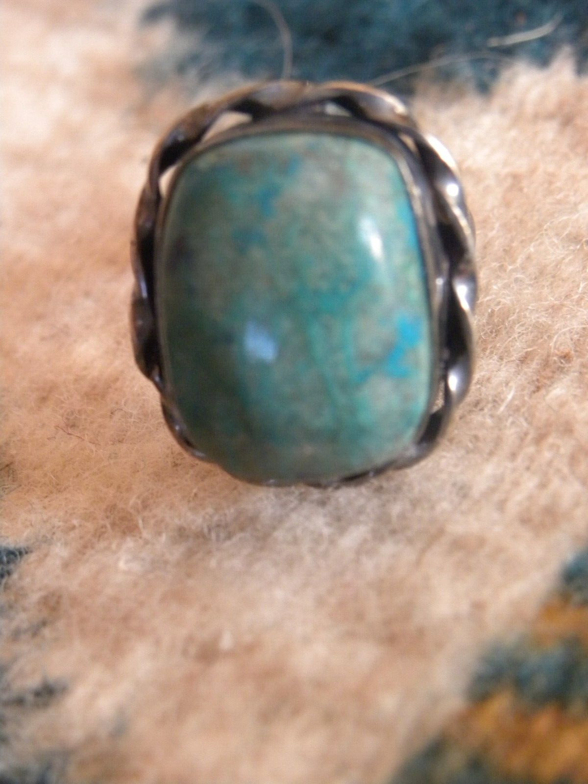 VINTAGE CHEYENNE DRY CREEK TURQUOISE  STERLING SILVER RING SIZE 7