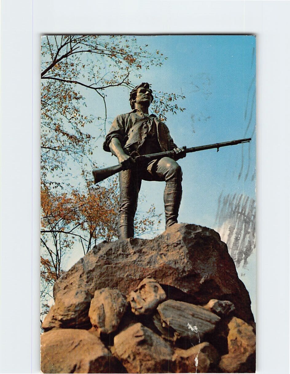 Postcard Minute Man Statue Lexington Massachusetts USA
