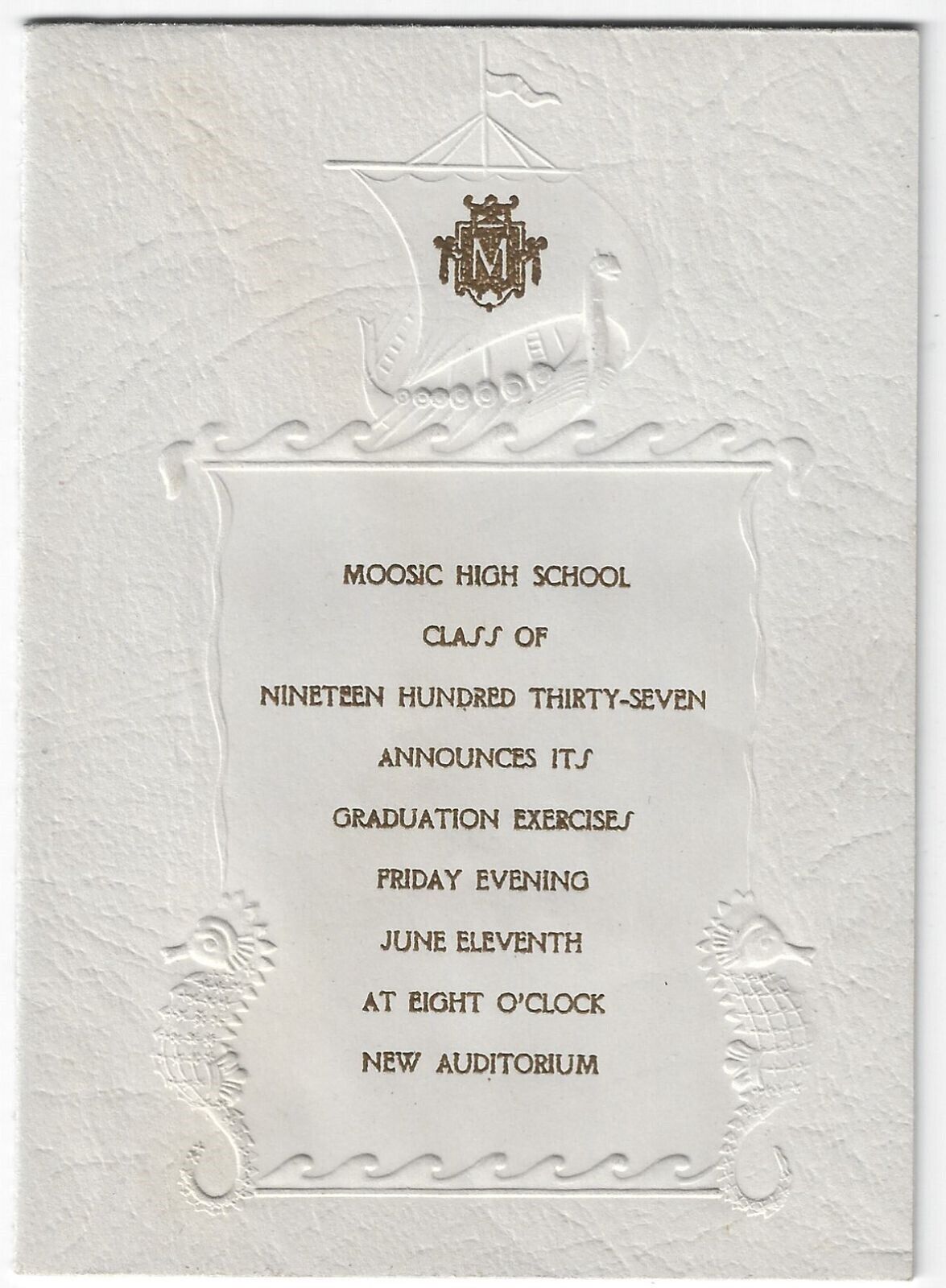 Moosic High School PA 1937 Vintage Graduation Announcement Students Listed