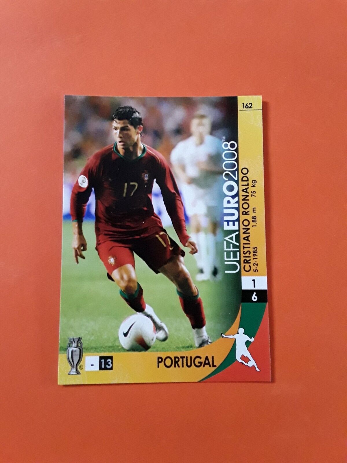 2008 CHRISTIANO RONALDO PORTUGAL FOOTBALL PANINI #162 Mint Condition 