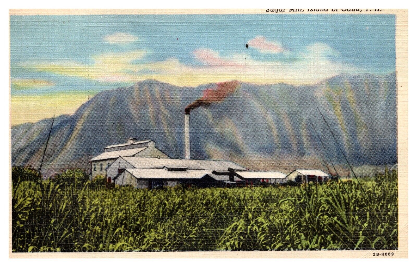 HI Hawaii Island of Oahu Sugar Mill Posted 1948 Linen Postcard