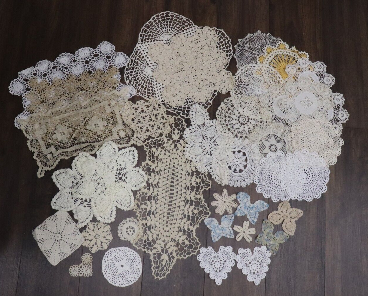 Antique/Vintage Crochet Doilies and more Variety of Colors, Sizes and Shapes 35+