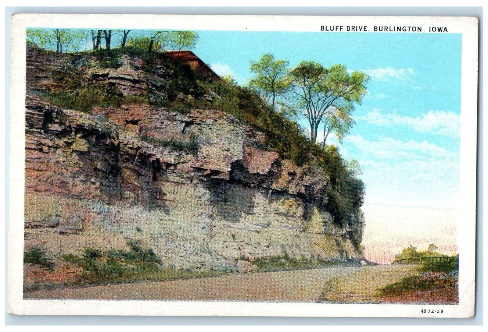 c1940s Bluff Drive Scene Country Road Burlington Iowa IA Unposted Trees Postcard