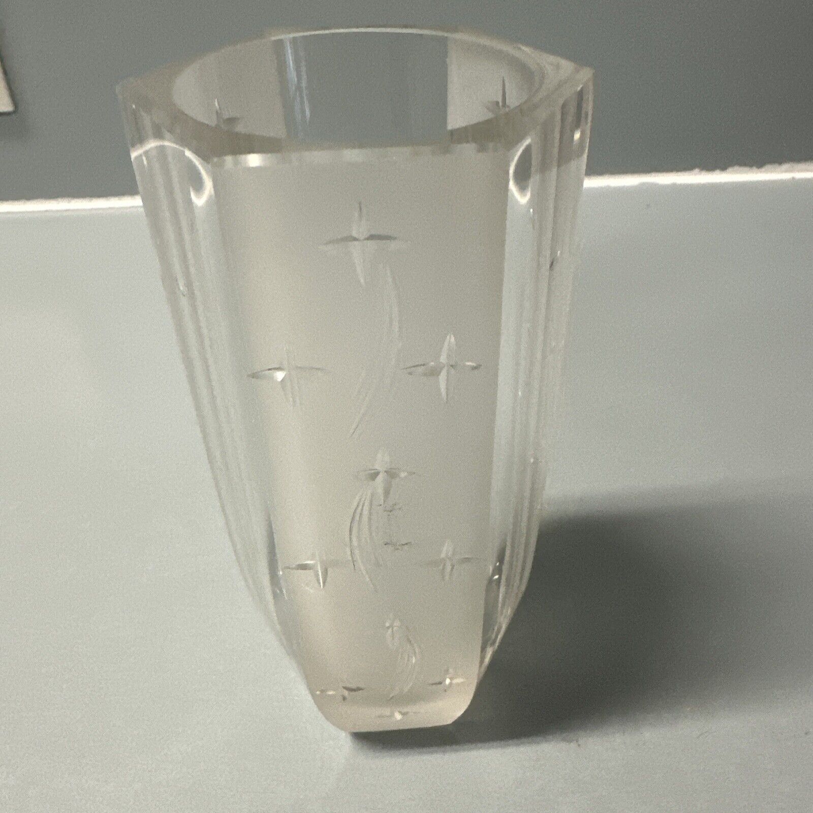 Vintage Art Deco Kosta Engraved Vase Shooting Starts Starburst Vase