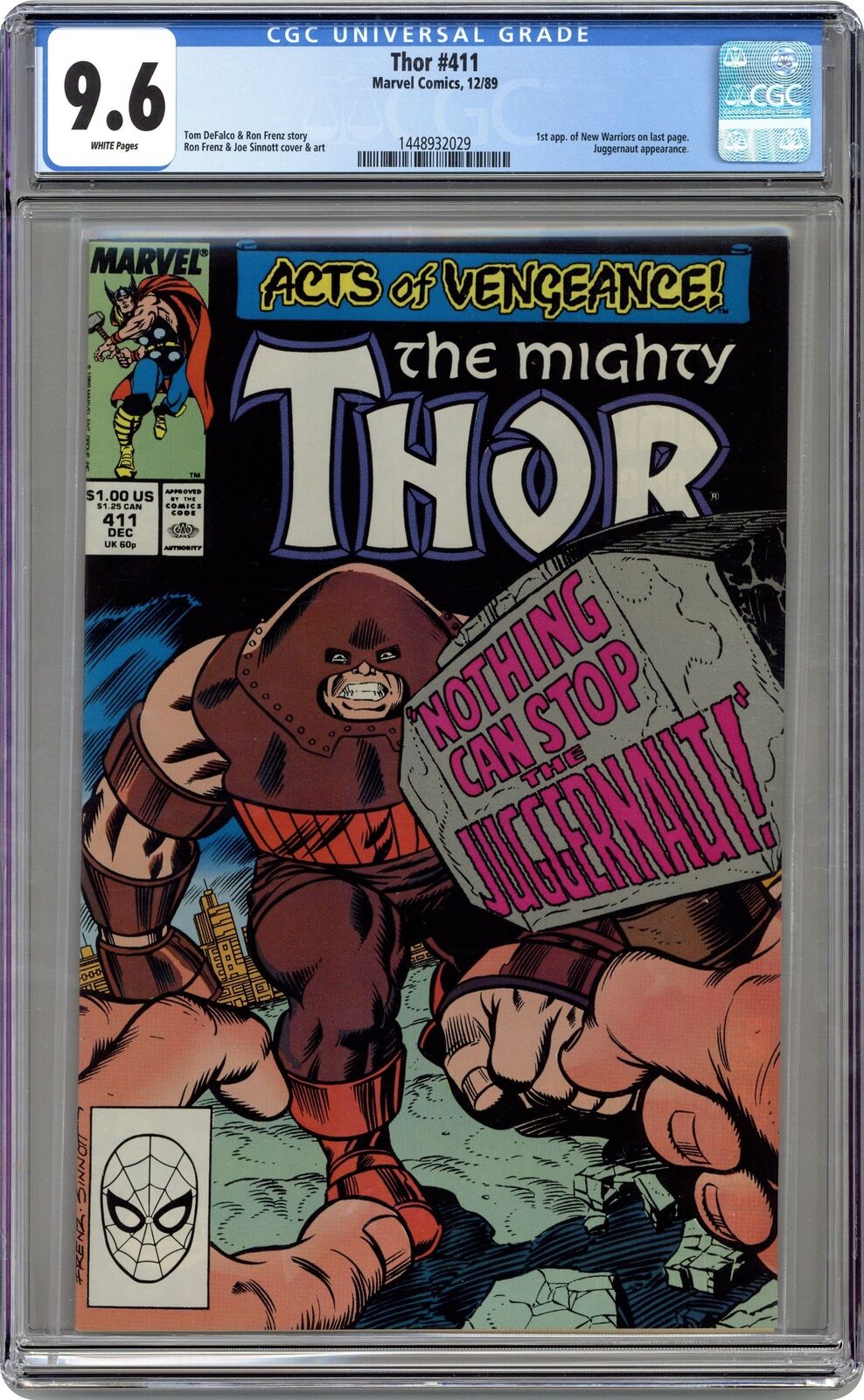 Thor #411 CGC 9.6 1989 1448932029 1st New Warriors (cameo)
