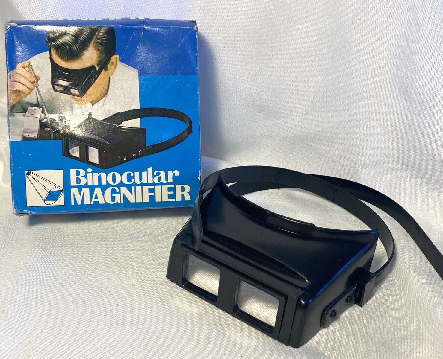 Vintage Plastic Headband Binocular Magnifier With Original Box