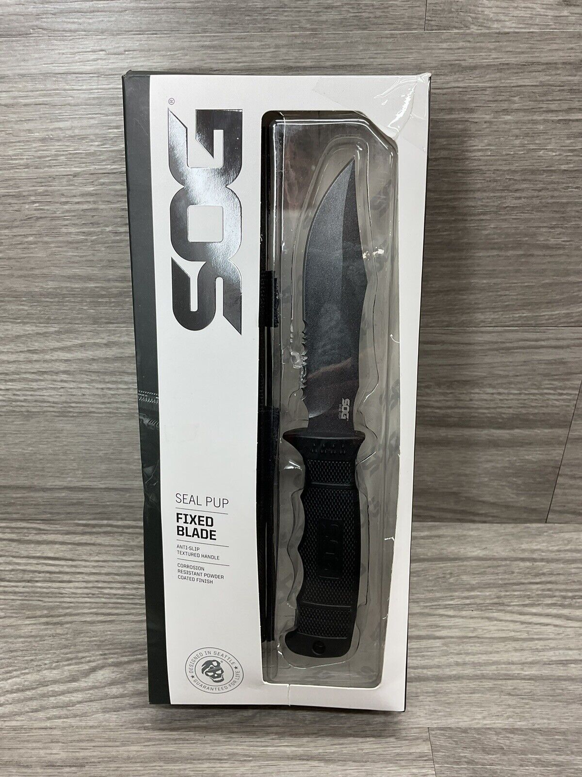 SOG Seal Pup Fixed Blade Knife w/ Sheath M37N-CP Black