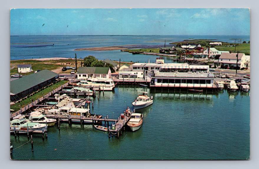 Bill\'s Famous Ship Cafe & Marina OCEAN CITY Maryland Vintage Postcard ~1960s