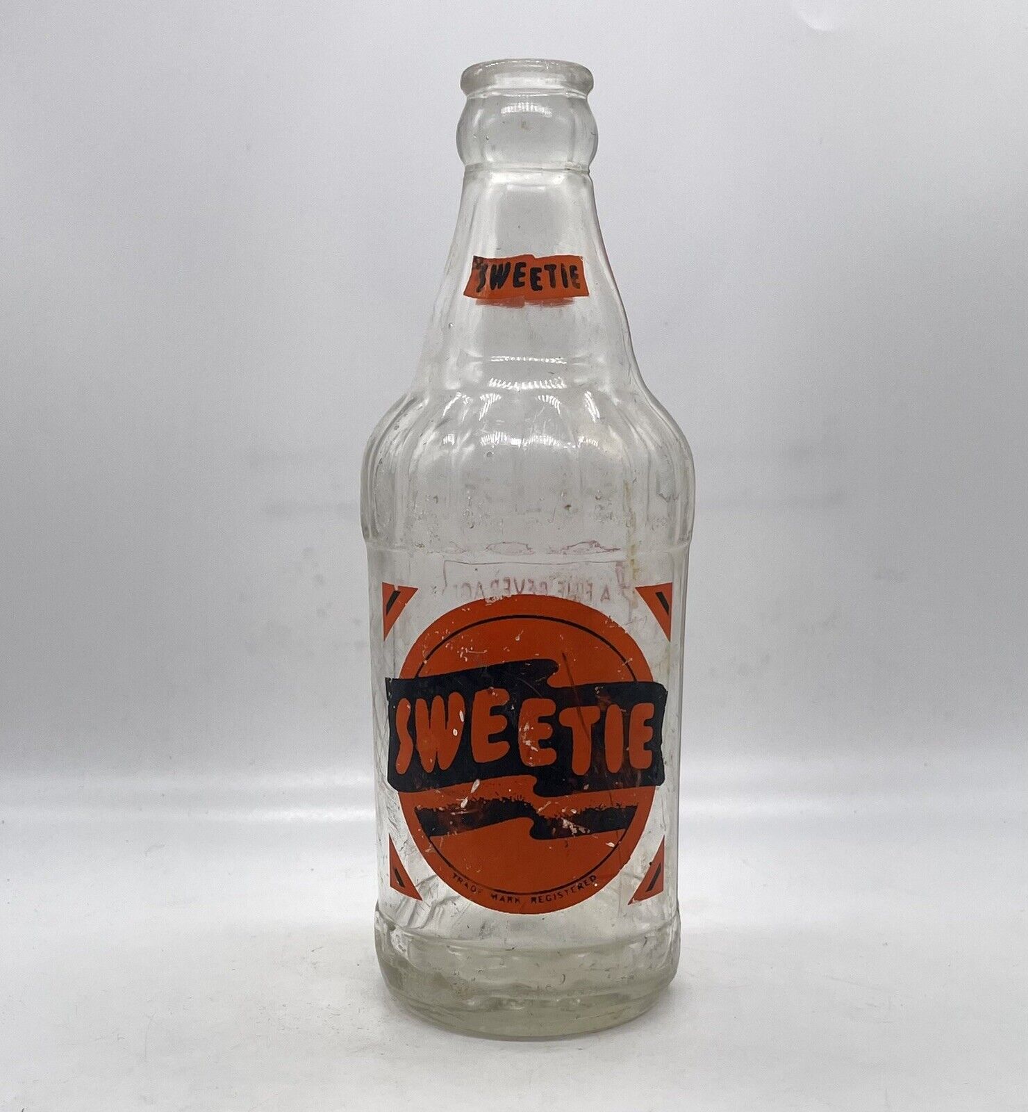 Vintage Sweetie Soda Bottle - Philadelphia PA Painted Label Clear Glass Bottle R