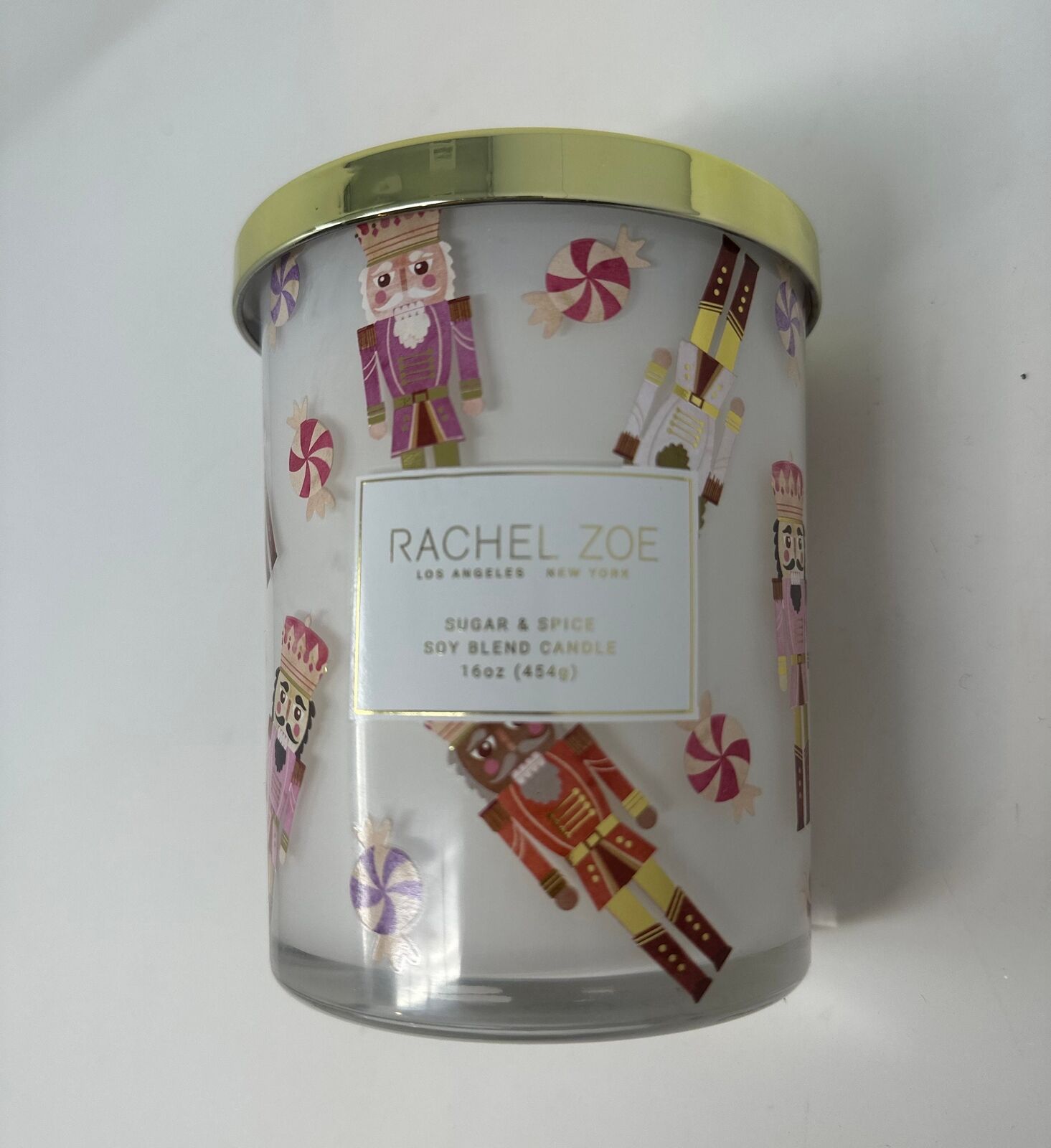 Rachel Zoe Pastel Christmas Nutcracker Candle, Pink Nutcracker Candle, Pink Chr