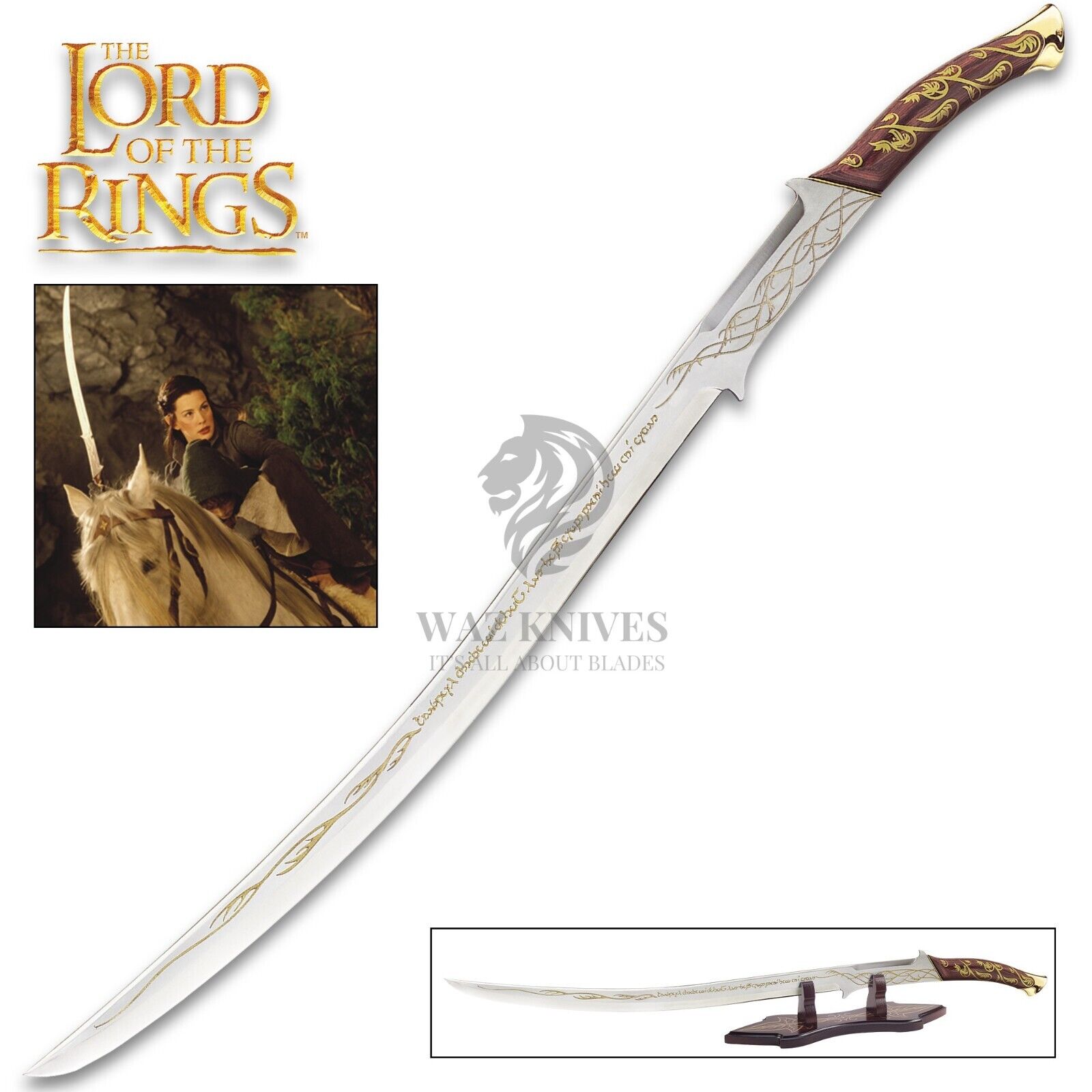 Arwen Sword Hadhafang Replica Lord of rings LOTR Replica with Table Mount