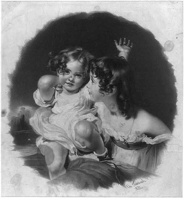 Photo:The Calmady children,little girls,1831