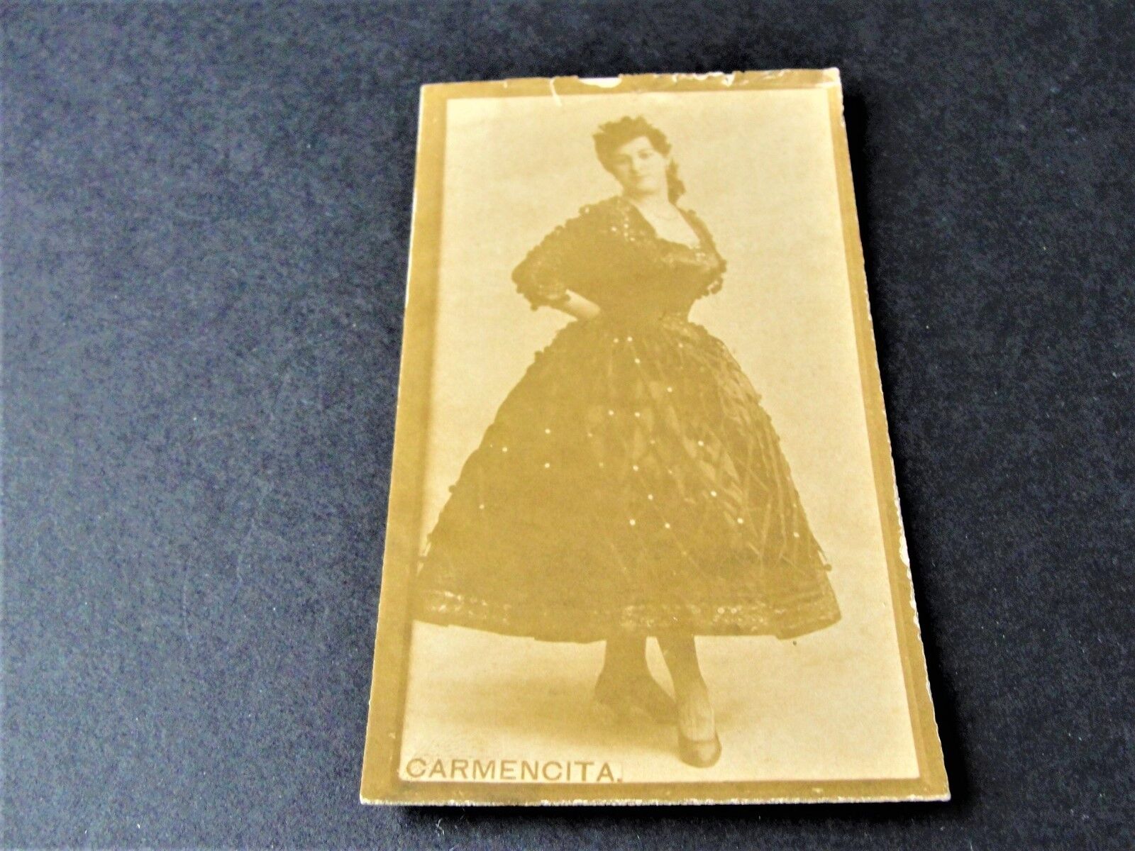 Antique G.W. Gail & Ax's Navy Tobacco Card with image of Actress Carmencita.  