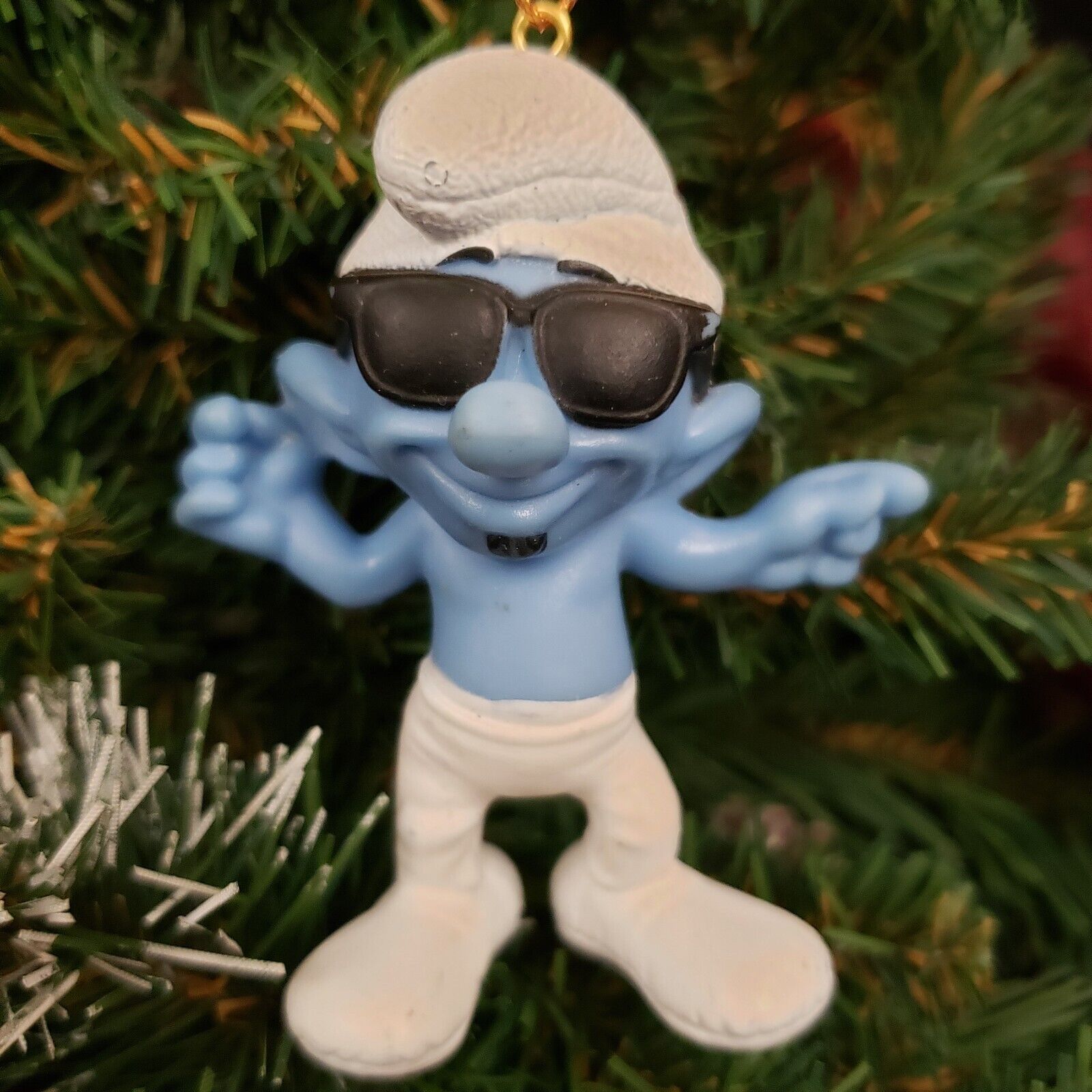 The Smurfs Blue SMOOTH SMURF Cool Glasses Custom Xmas Tree Ornament Vintage Toy
