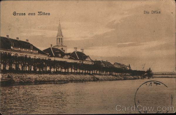 Latvia 1909 Greetings from Mitau (Jelgava),Lielupe River F. Blechmann Postcard