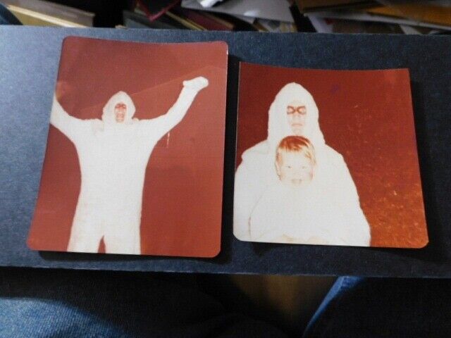 VINT SNAPSHOT PHOTO LOT, MAN IN A GHOSTLY GHOUL HALLOWEEN COSTUME
