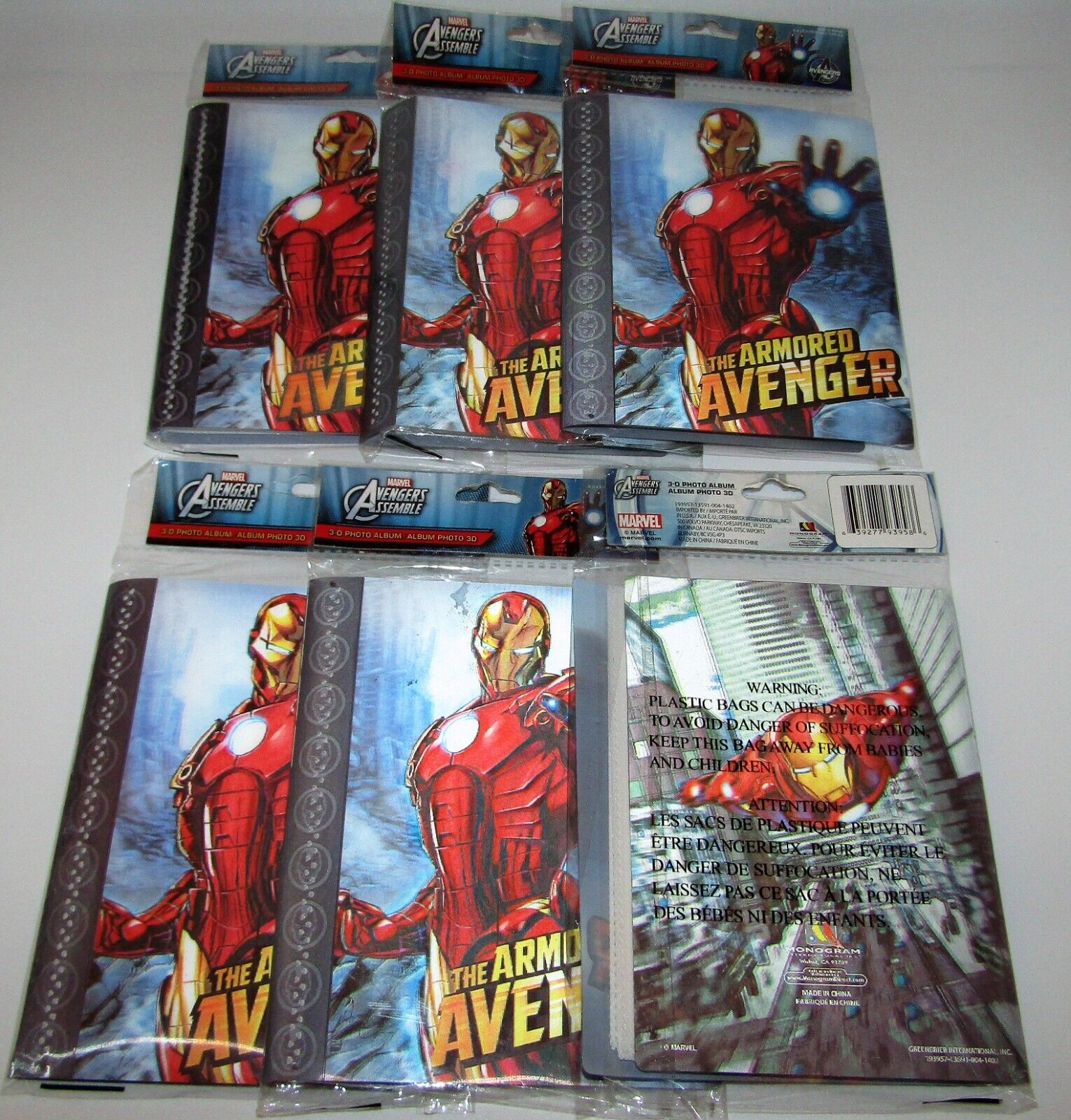Marvel Avengers Assemble Ironman 3-D Photo Album Lot of (6) Holds 32 4X6 Photo\'s