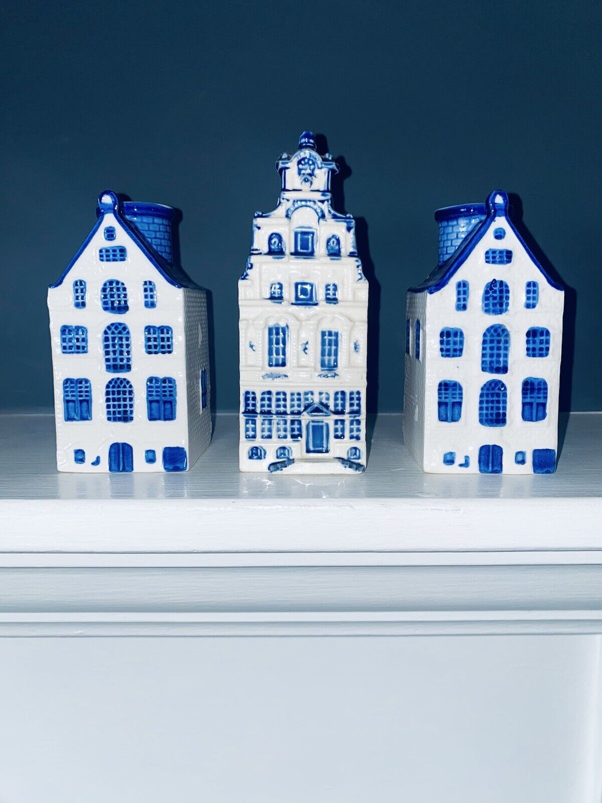 X3 Lot Delft Blue Handpainted Old Dutch House Made in Holland Ceramic Collection