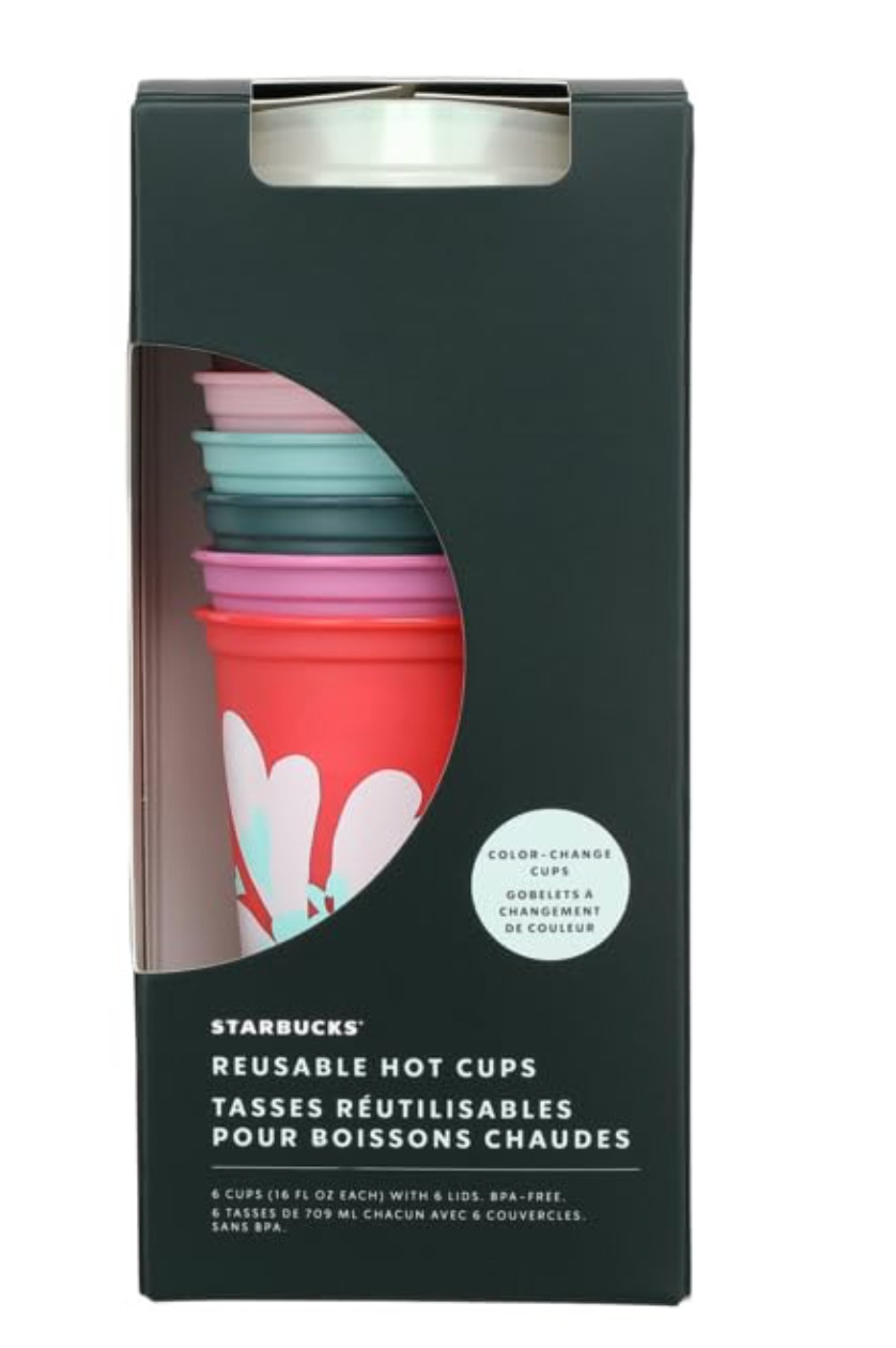 NEW Starbucks Valentine\'s Day 2024 Reusable Color Changing Hot Cups 16 Oz-6 Pack