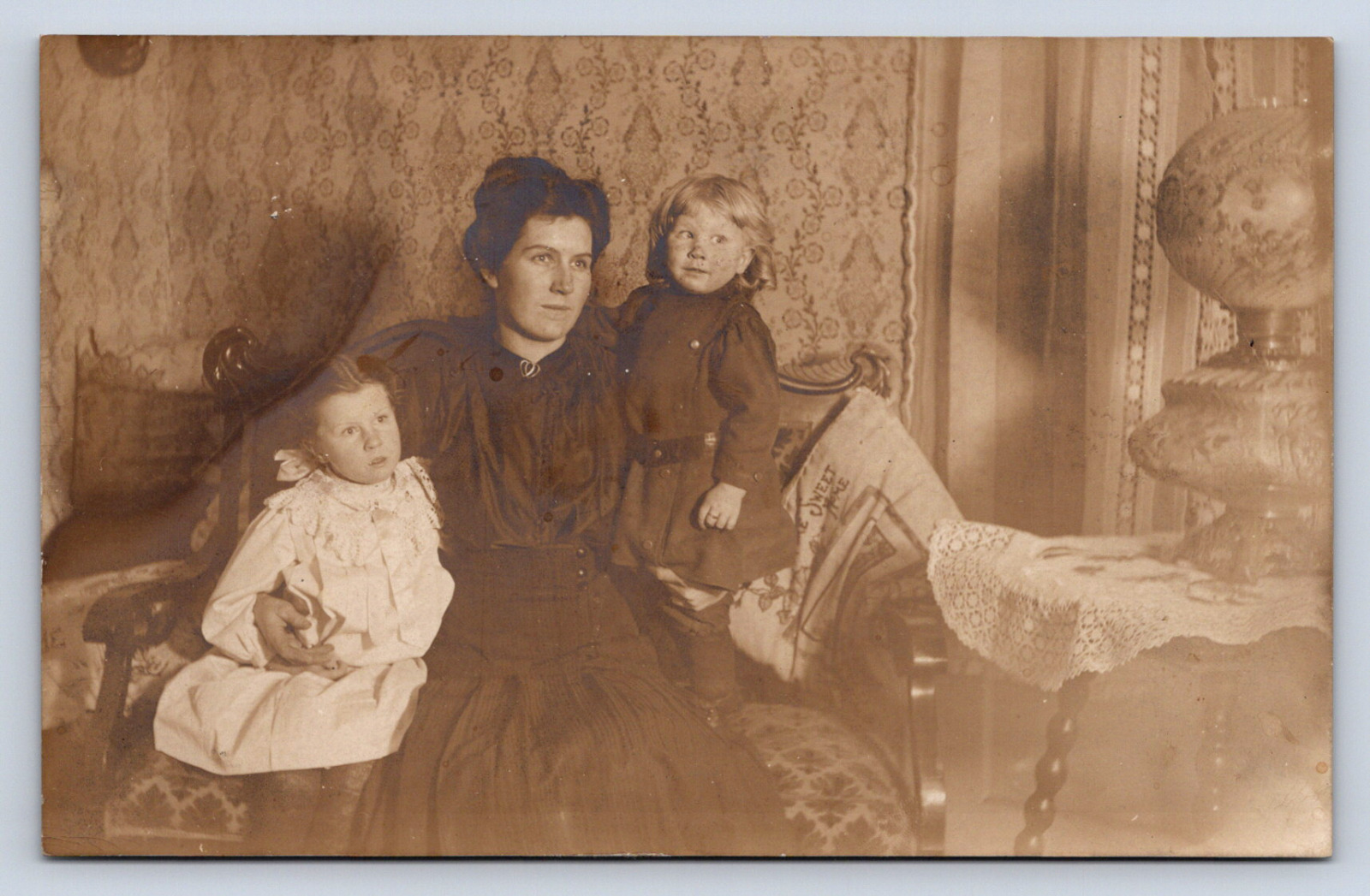 Vintage Postcard RPPC Woman Children