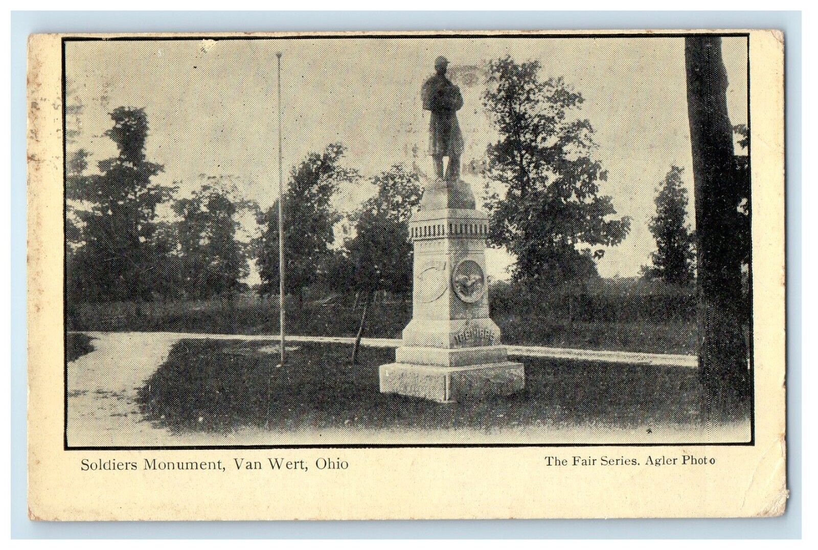1910 View Of Soldiers Monument Van Wert Ohio OH Posted Antique Postcard