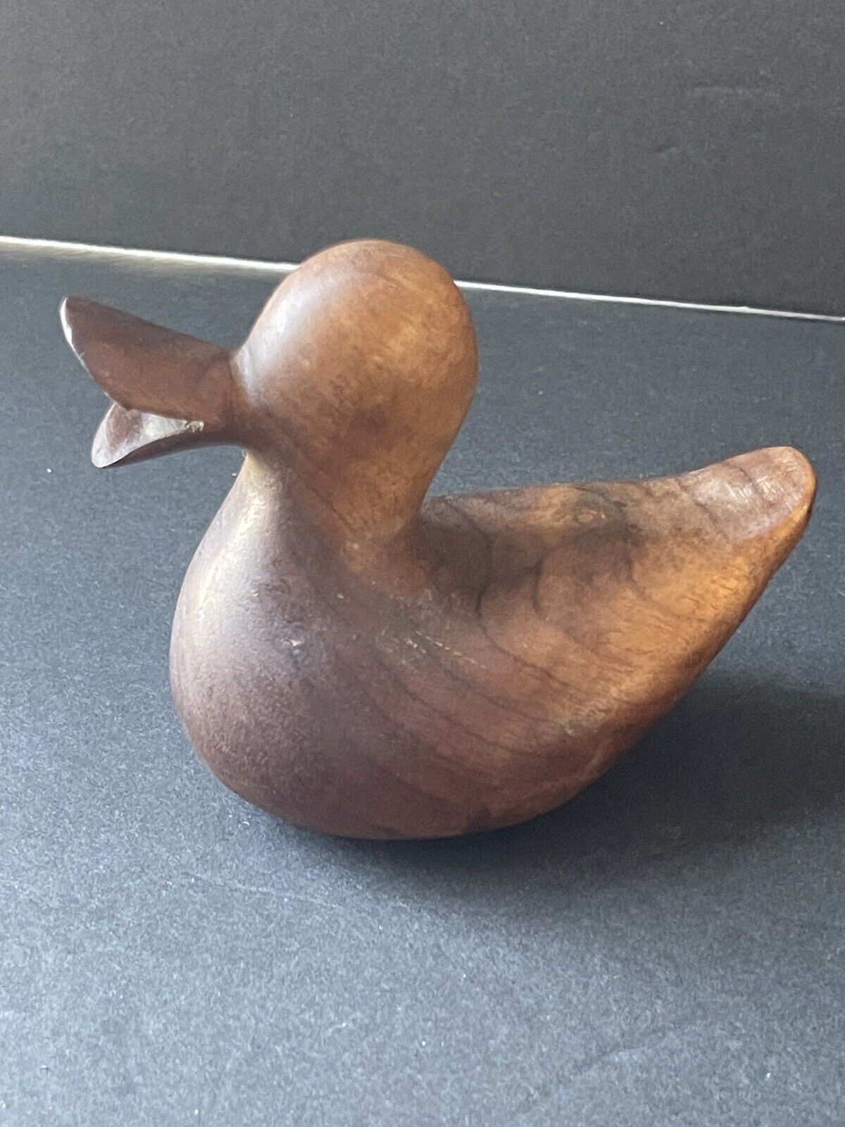 Vintage Artistic Hand Crafted Wood Duck Vintage Figurine 3” Signed