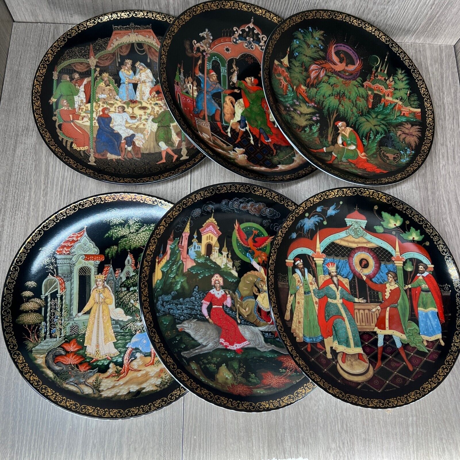 1990 Tianex Ltd. Ed. Russian Legends Series Fairytale Decorative Plate Lot of 6