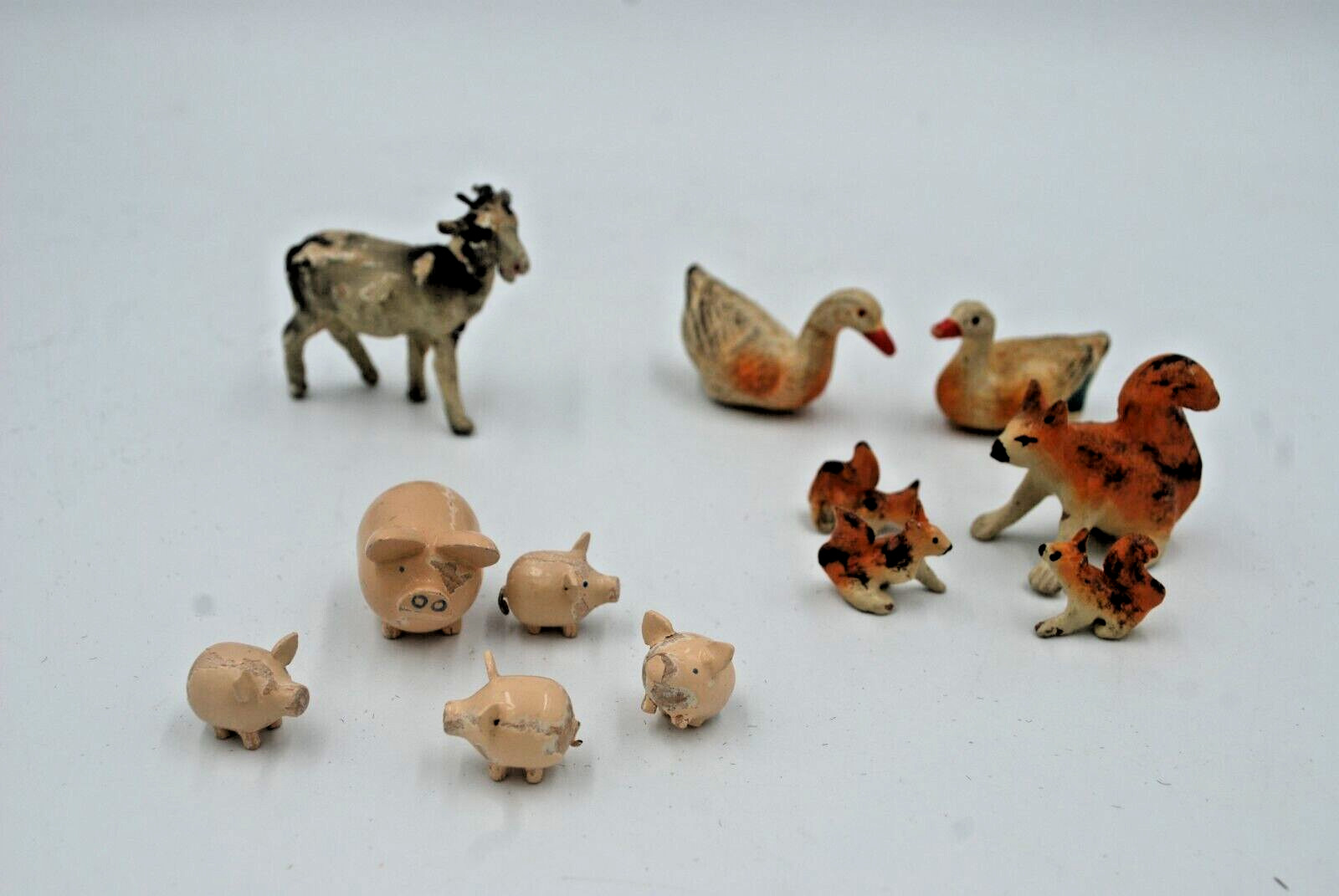 Vintage Farmyard Animal Collectibles, Tiny, Pigs, Goat, Ducks & Squirrel Family