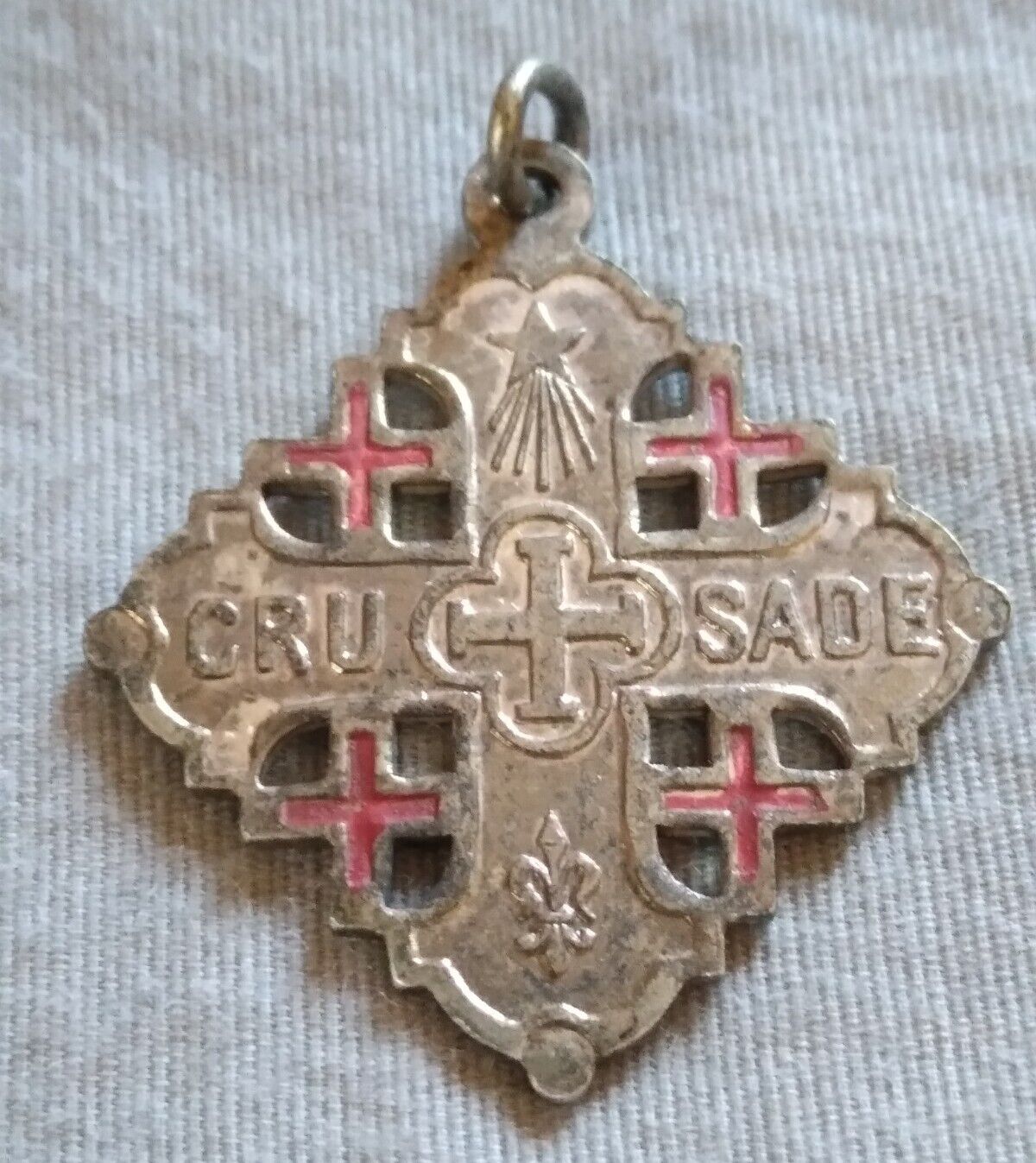 Antique Crusade God Wills It Cross Medal.