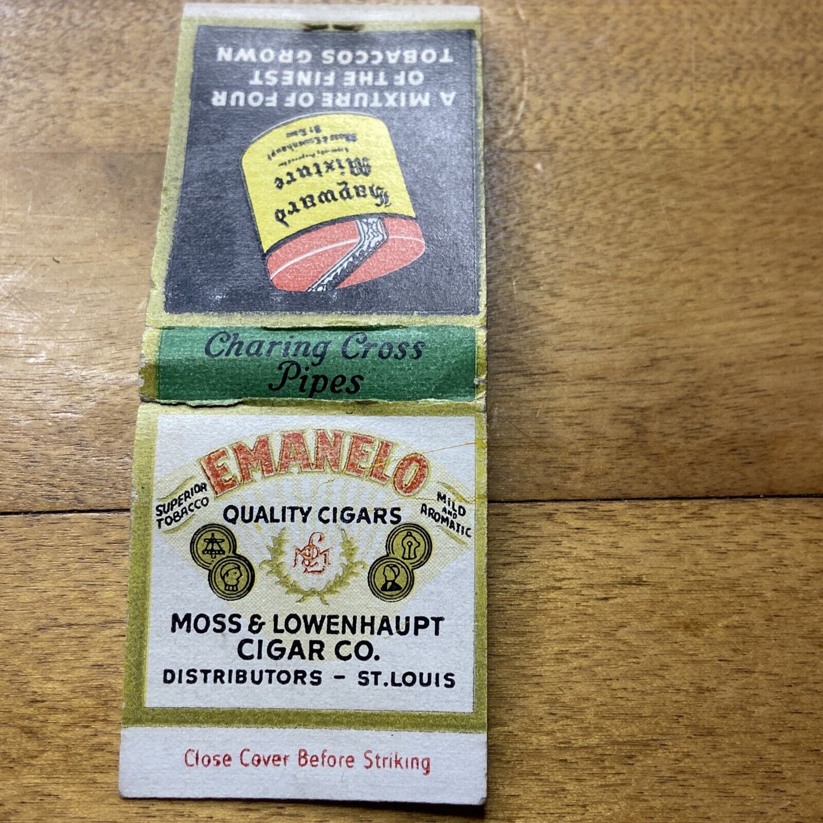 Emanelo Quality Cigars (St Louis) Vintage Matchbook