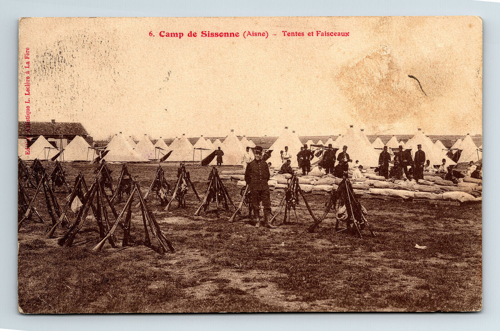 c1912 WWI French Postcard Camp Sissonne Aisne Tents at Falsceaux