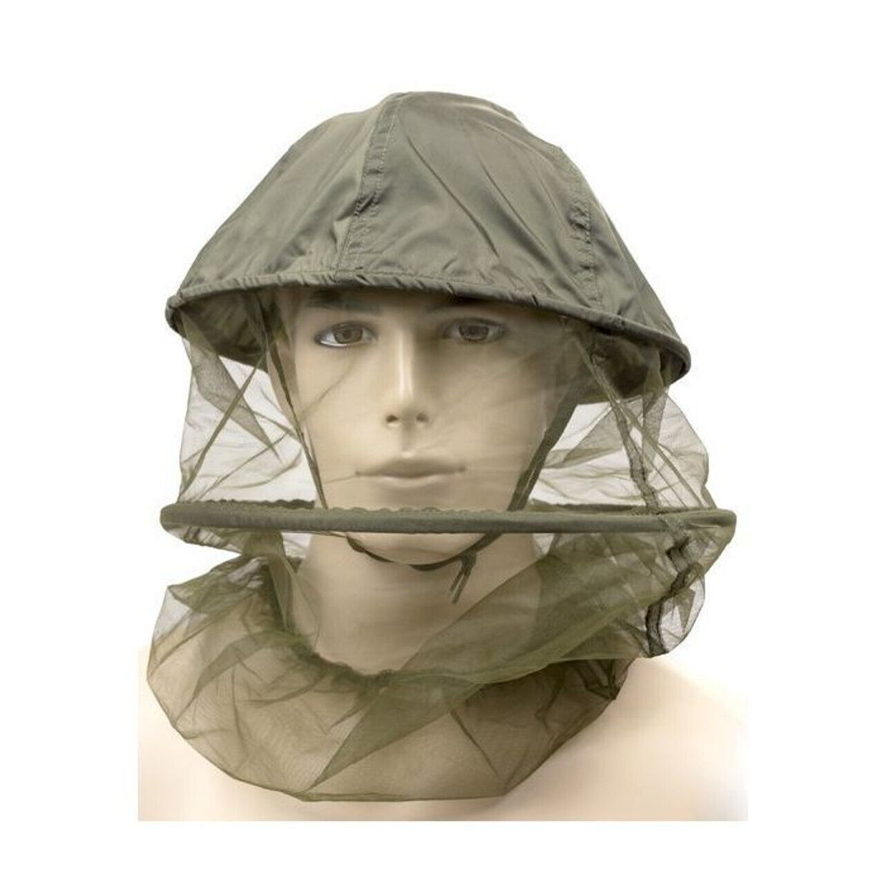 New w/ Tag NOS US Military Green Insect Head Net Hat Mosquito Bug Bee Camp Hike