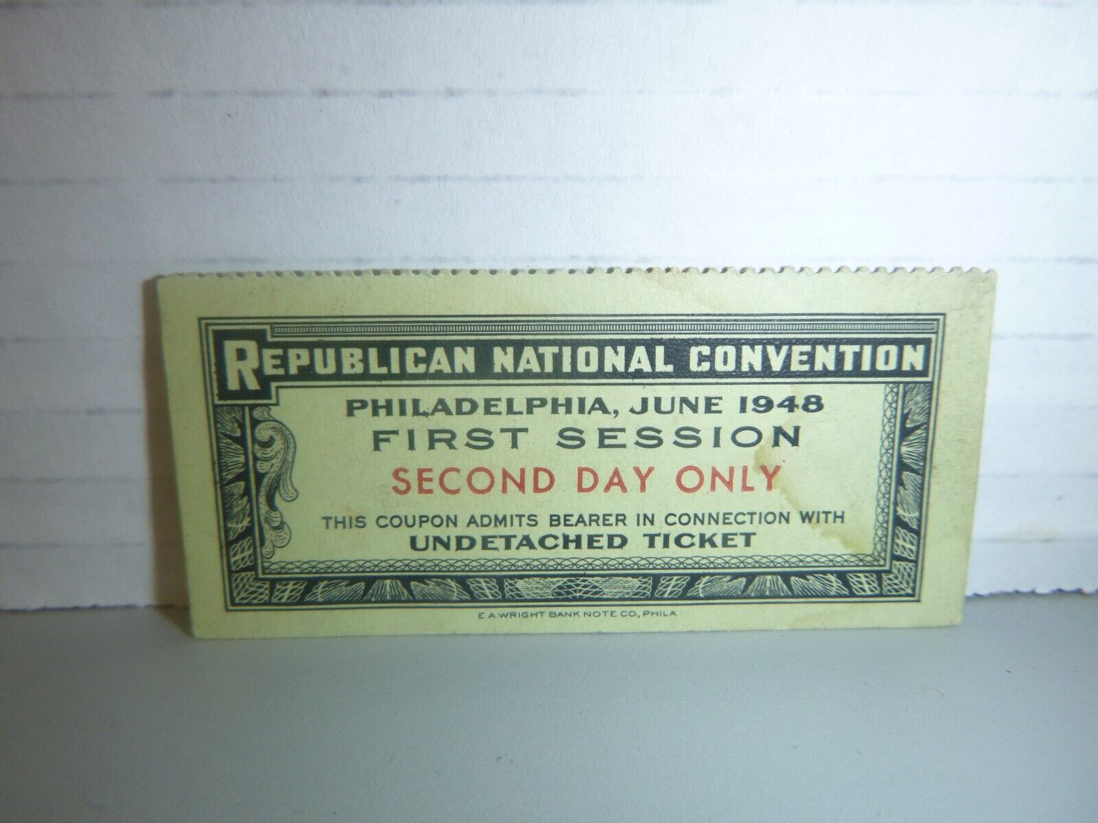 1948 Republican National Convention First Session Second Day Ticket