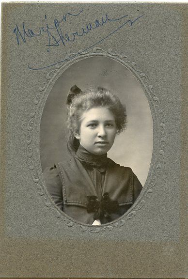 Antique Matted Photo - Pretty Young Lady - Marion Sher??? (Sherman) 