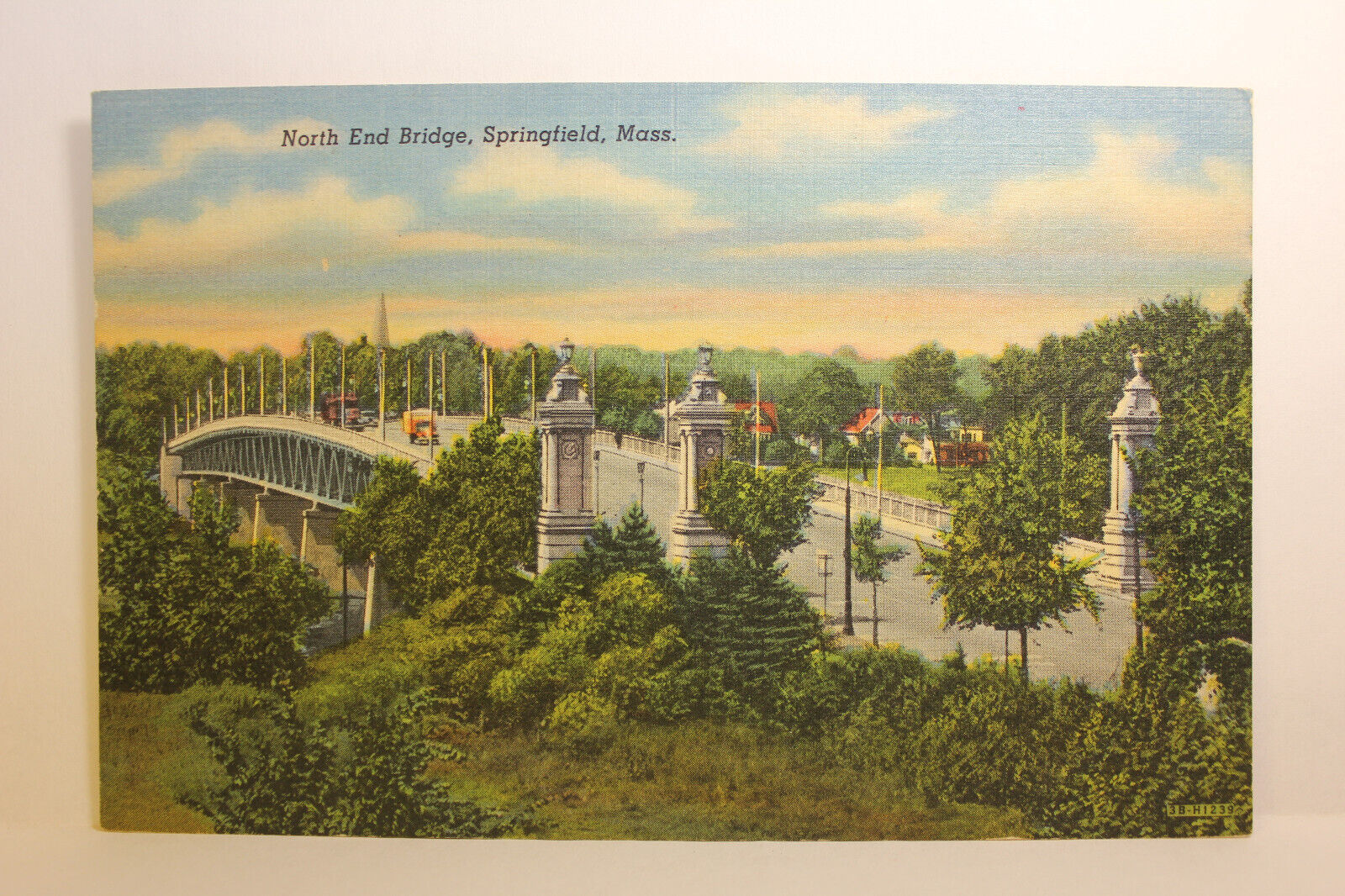 Postcard North End Bridge Springfield MA
